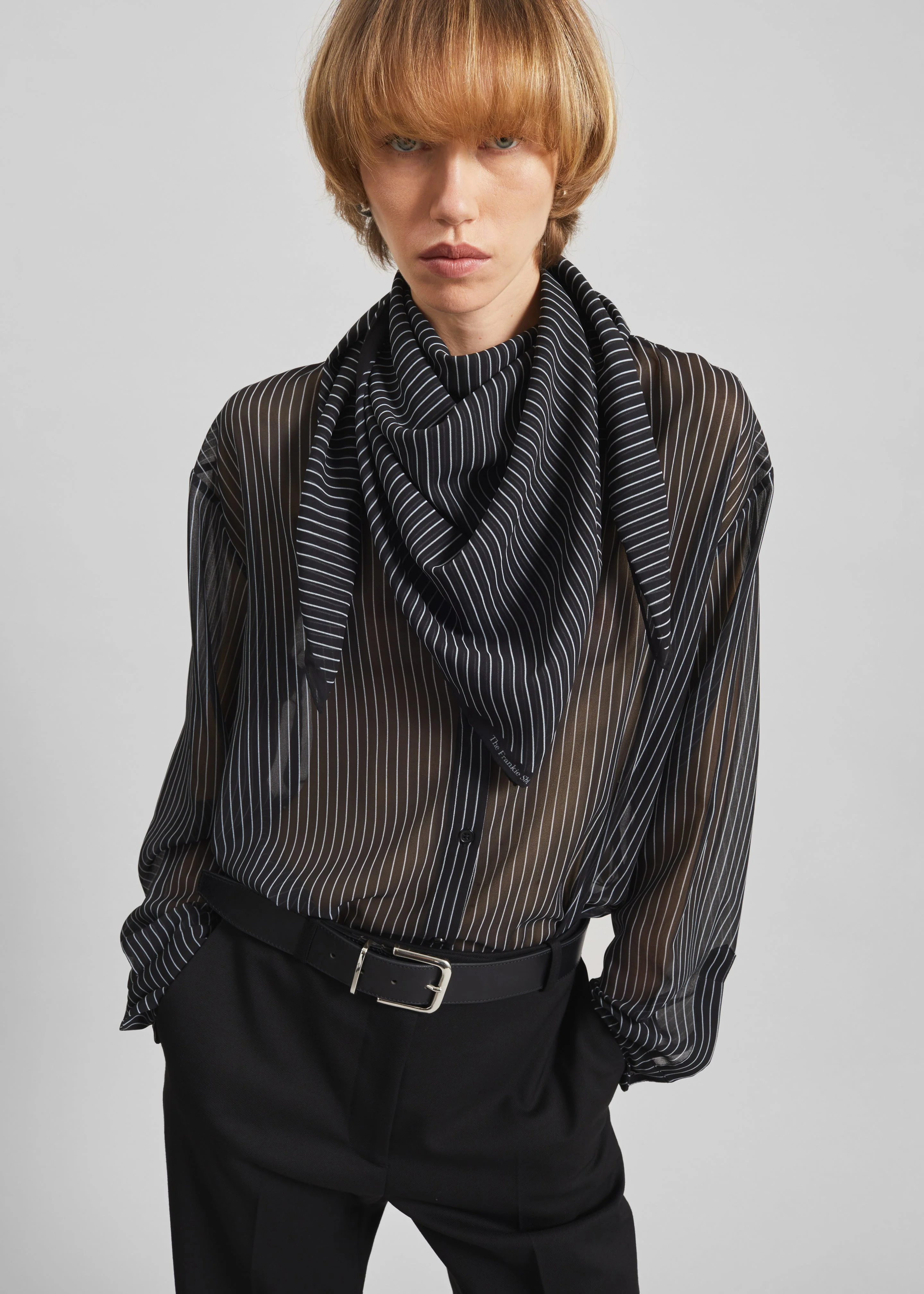 Marais Striped Scarf - Black/White - Image 5