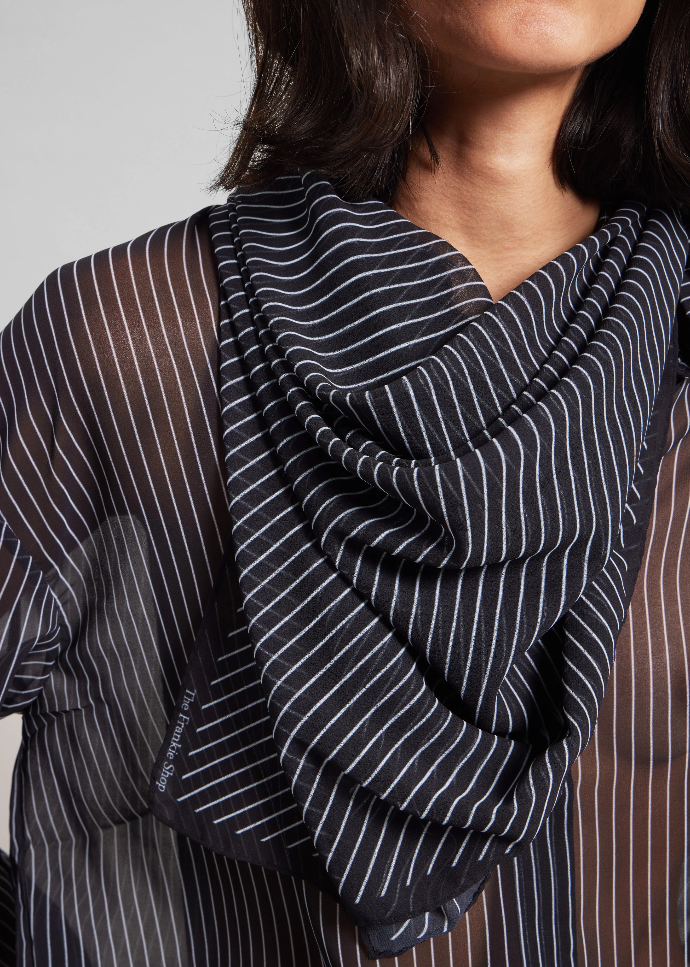 Marais Striped Scarf - Black/White - Image 7