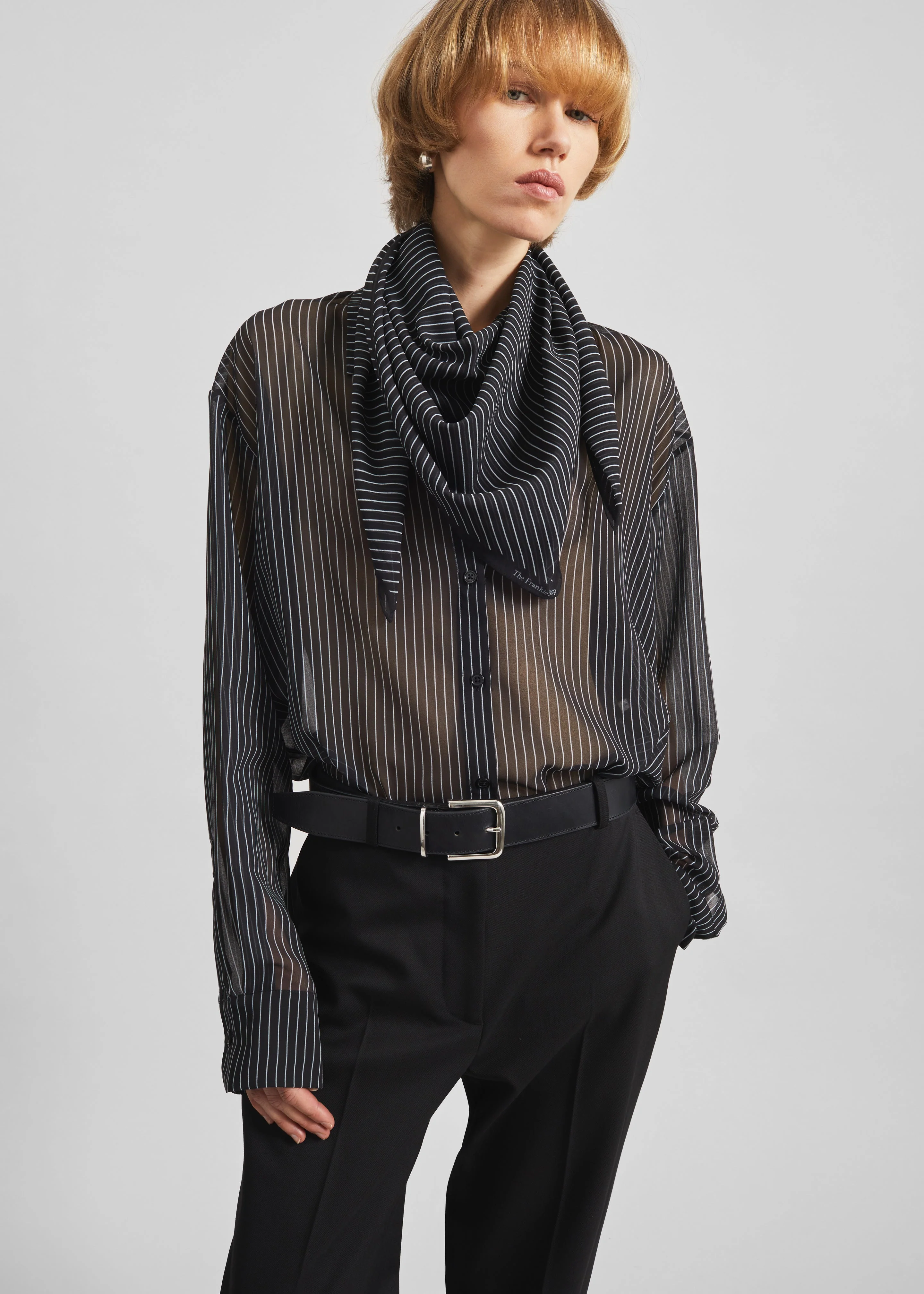 Marais Striped Scarf - Black/White - Image 8