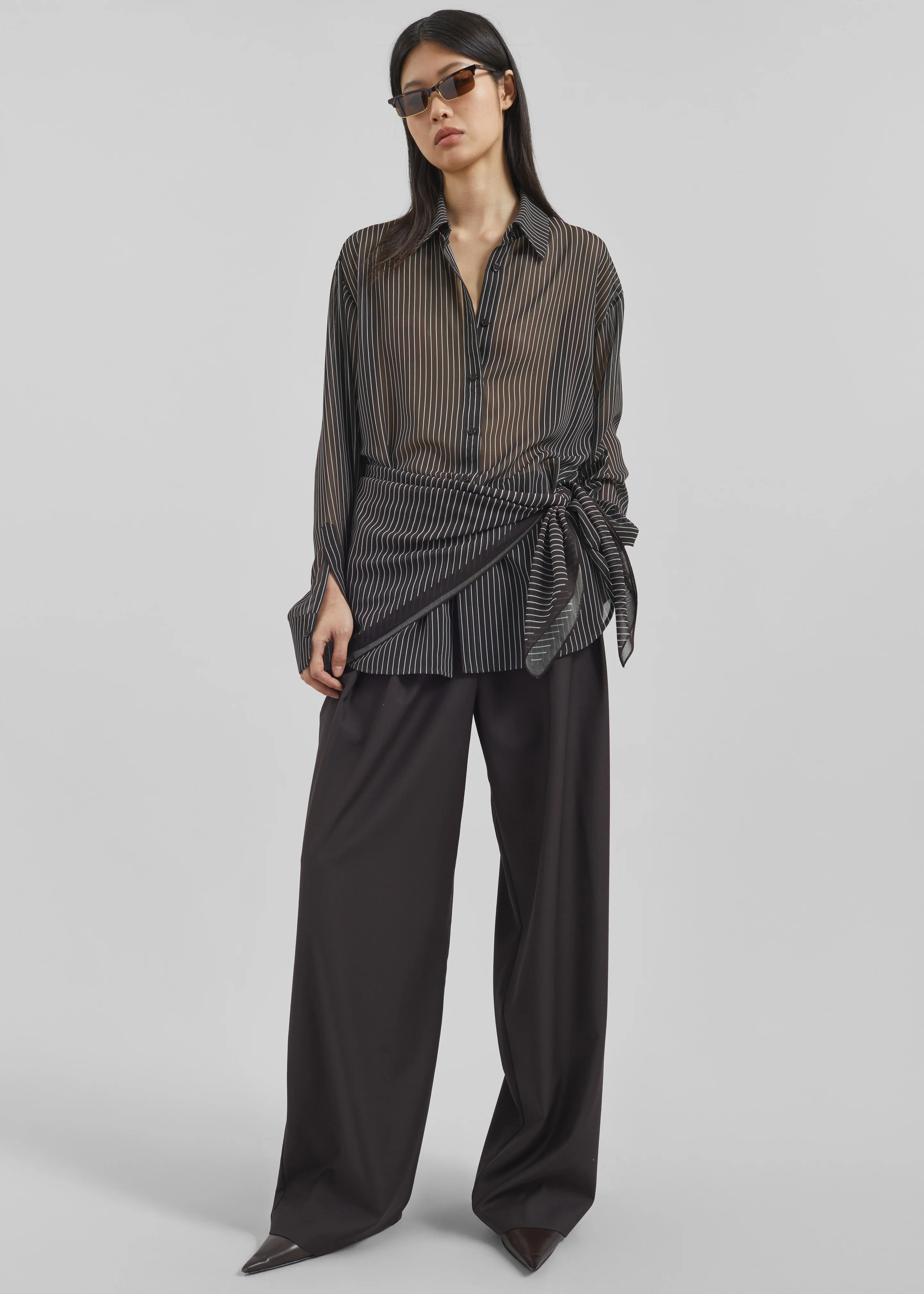 Marais Striped Scarf - Brown/White - Image 2
