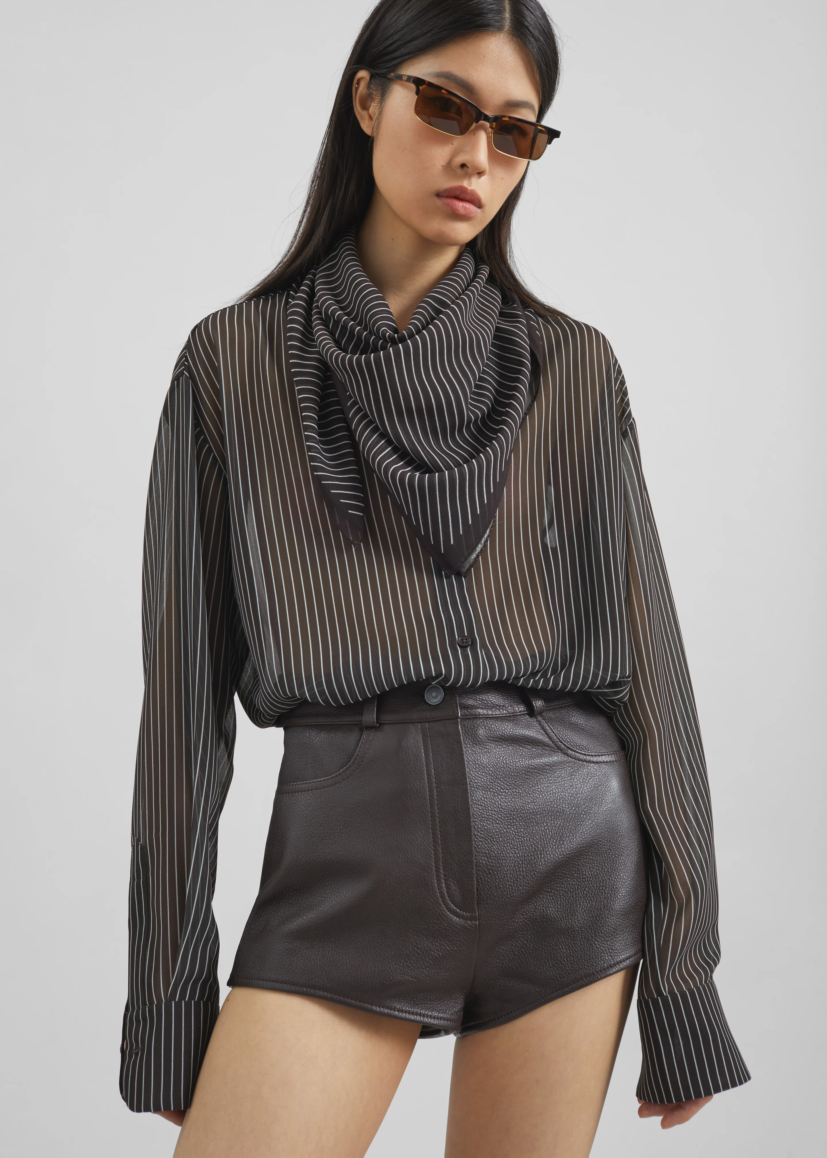 Marais Striped Scarf - Brown/White - Image 3