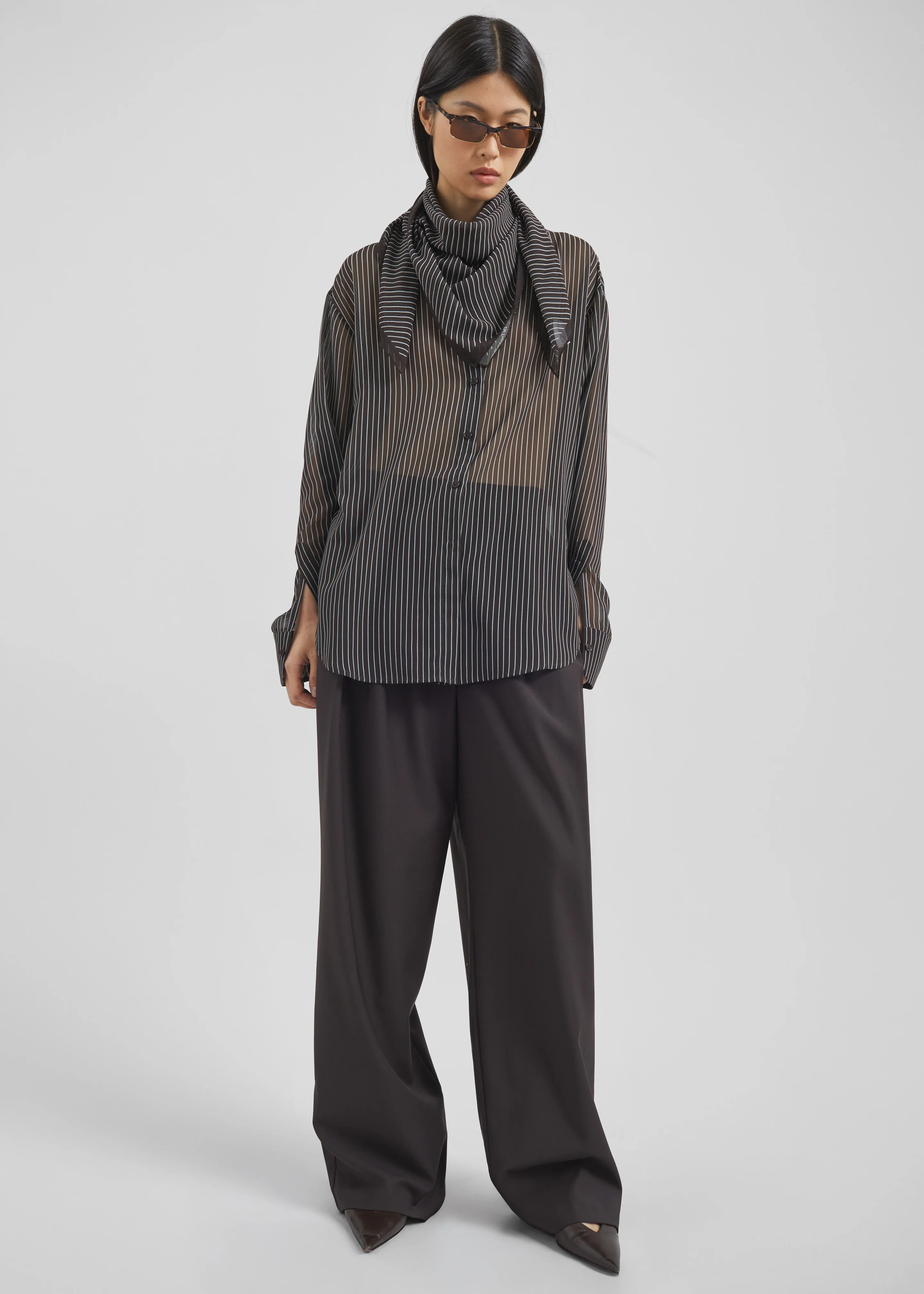 Marais Striped Scarf - Brown/White - Image 5