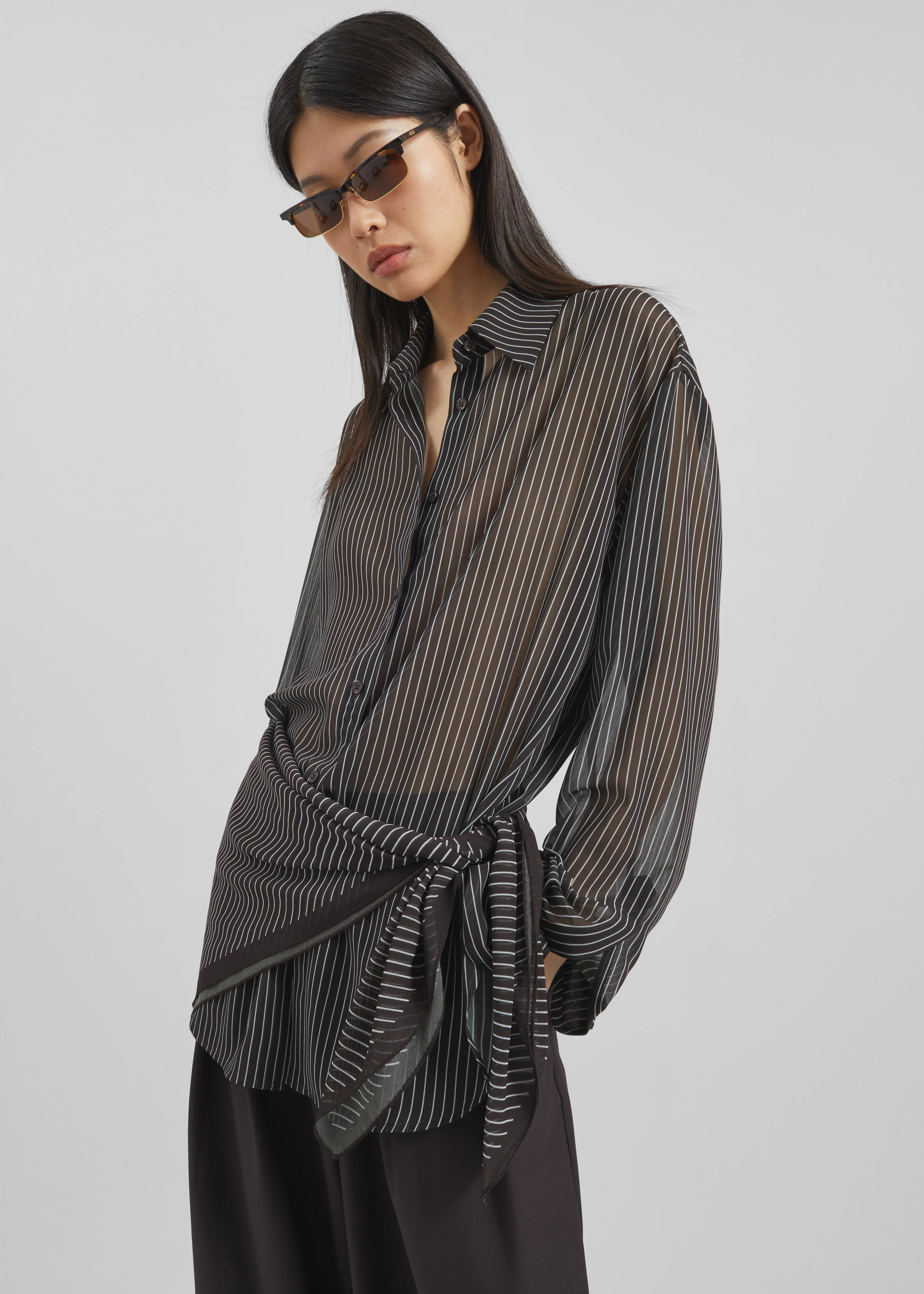 Marais Striped Scarf - Brown/White - Image 6