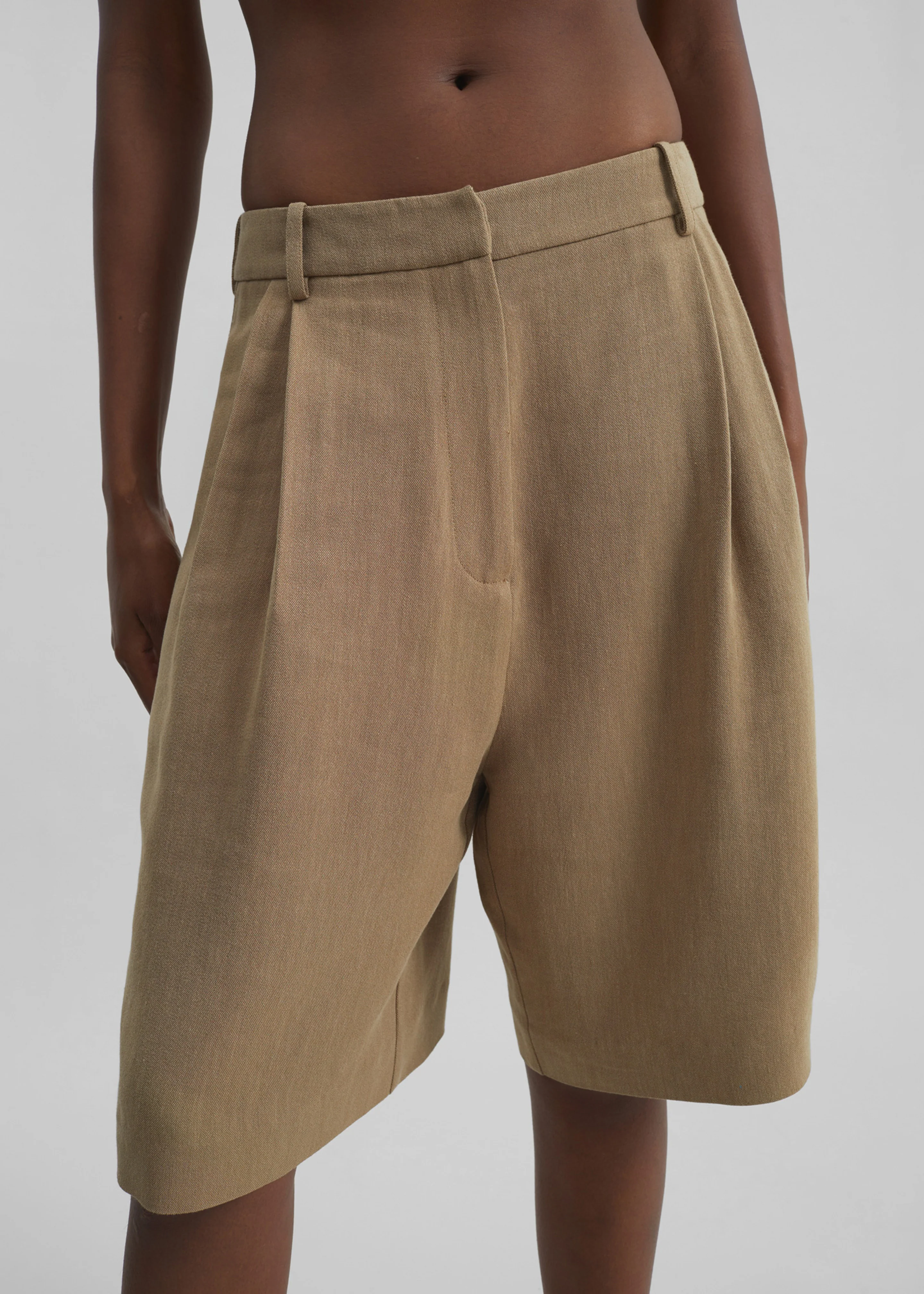 Marfa Linen Bermuda Shorts - Camel - Image 3