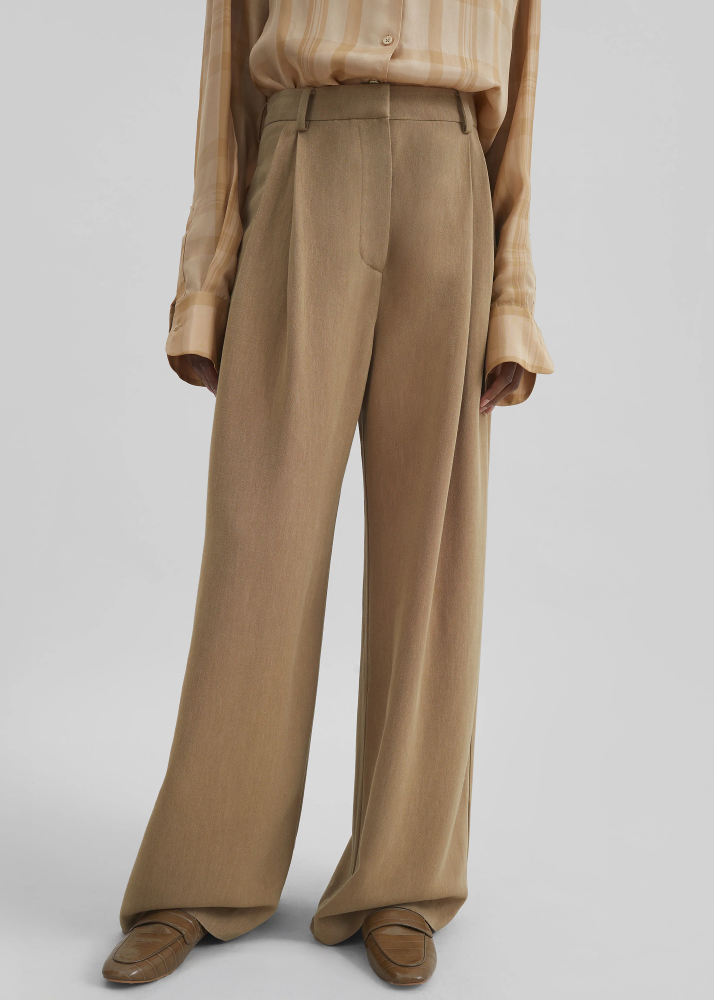 Marfa Linen Pleated Trousers - Camel - Image 3