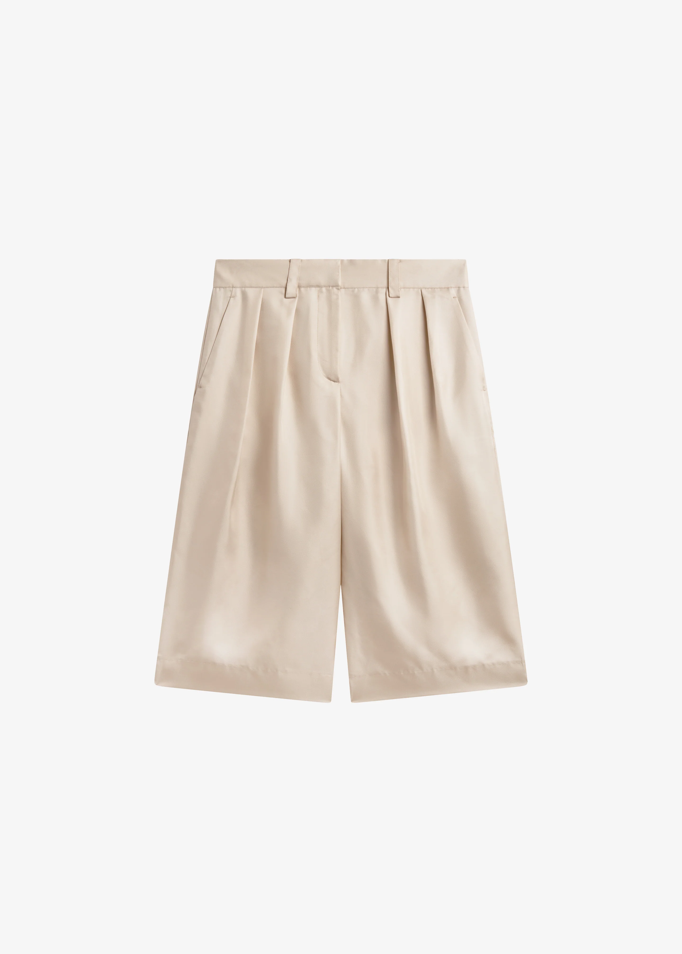 Marfa Pleated Silk Bermuda Shorts - Ivory - Image 6