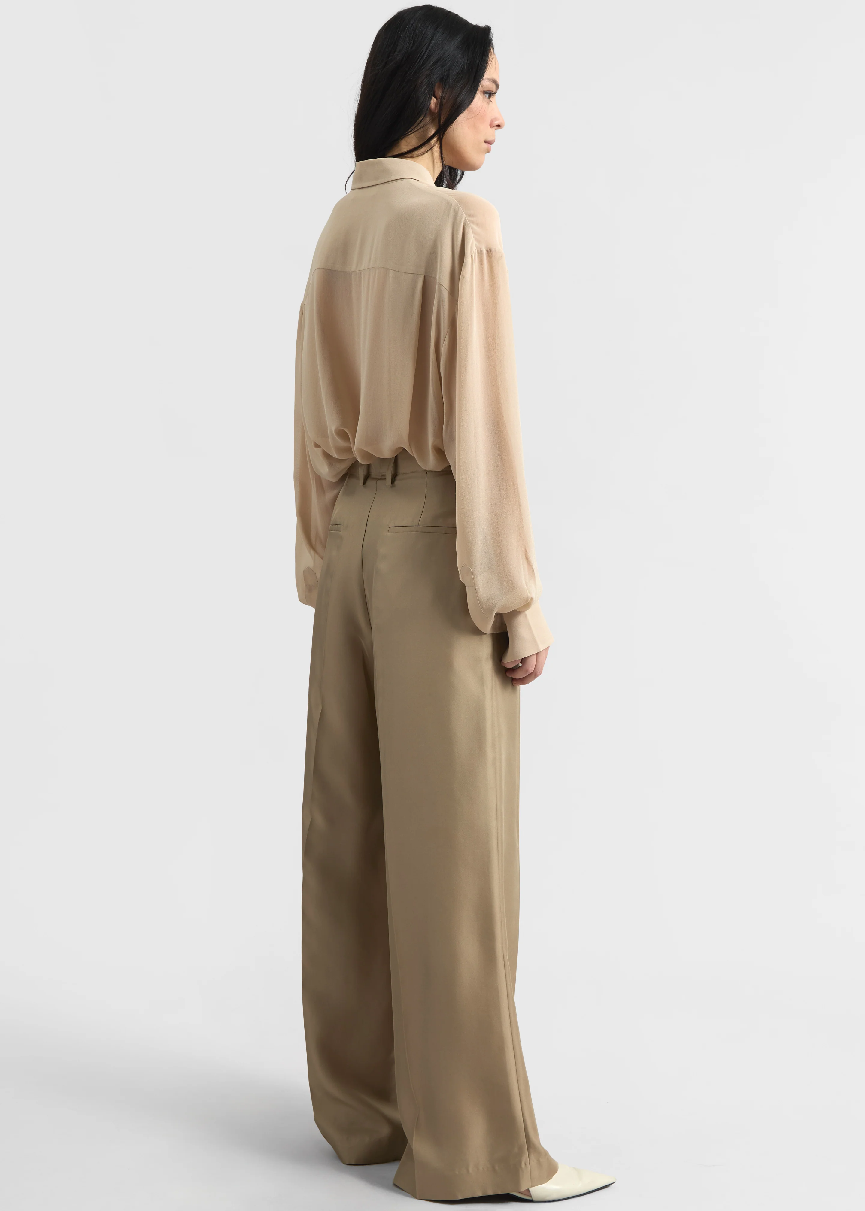 Marfa Pleated Silk Trousers - Beige - Image 7