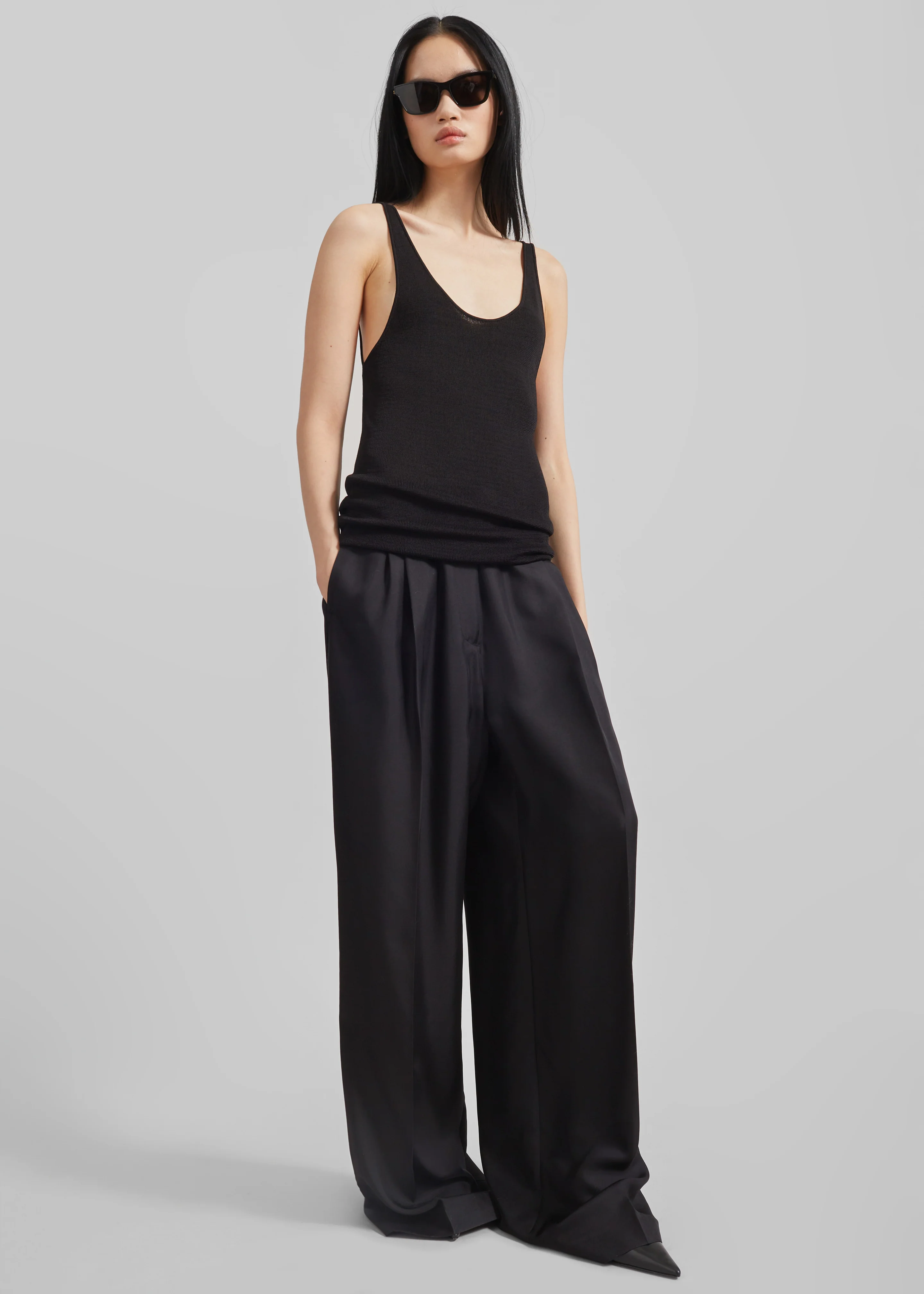 Marfa Pleated Silk Trousers - Black - Image 4