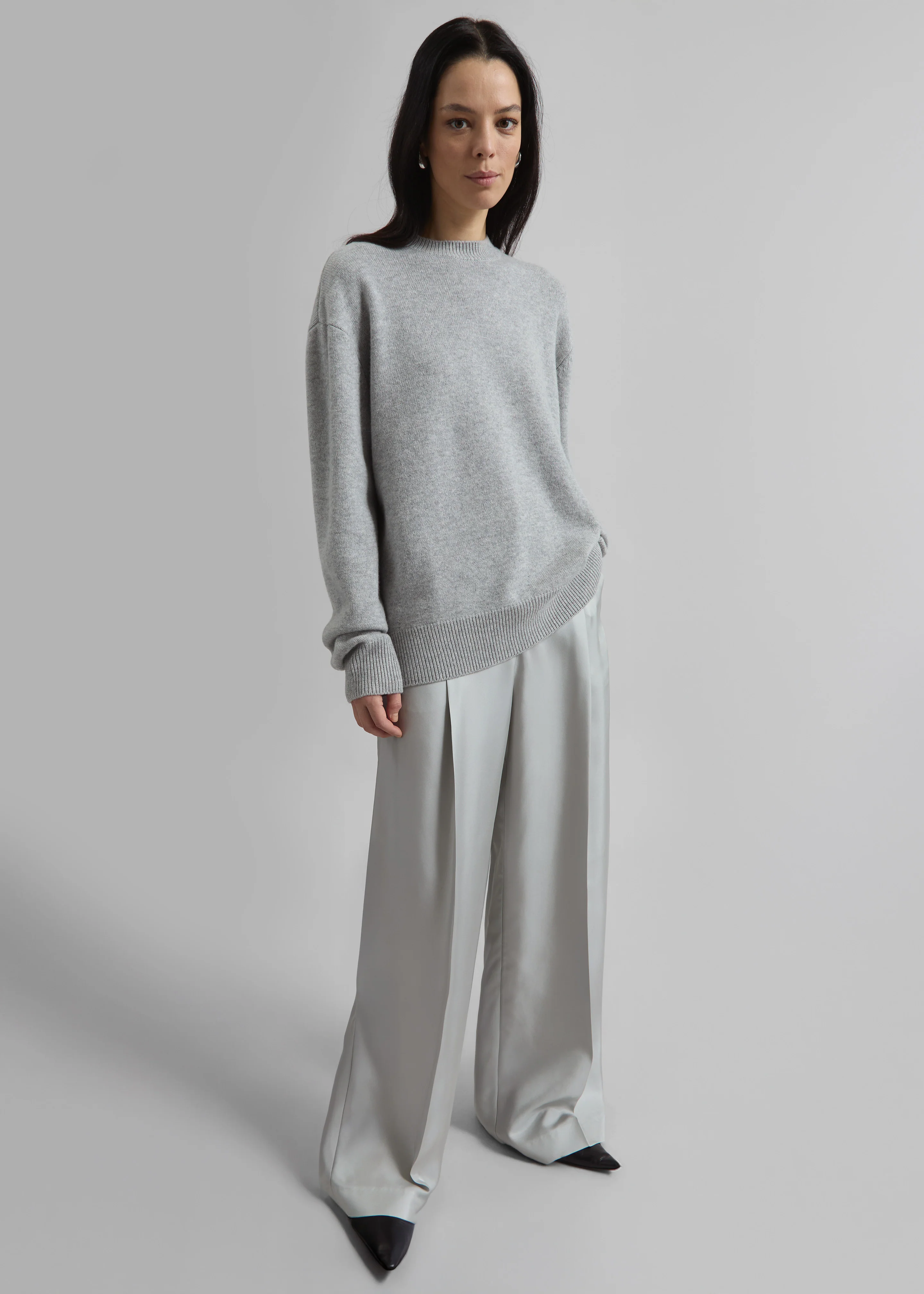 Marfa Pleated Silk Trousers - Grey - Image 4