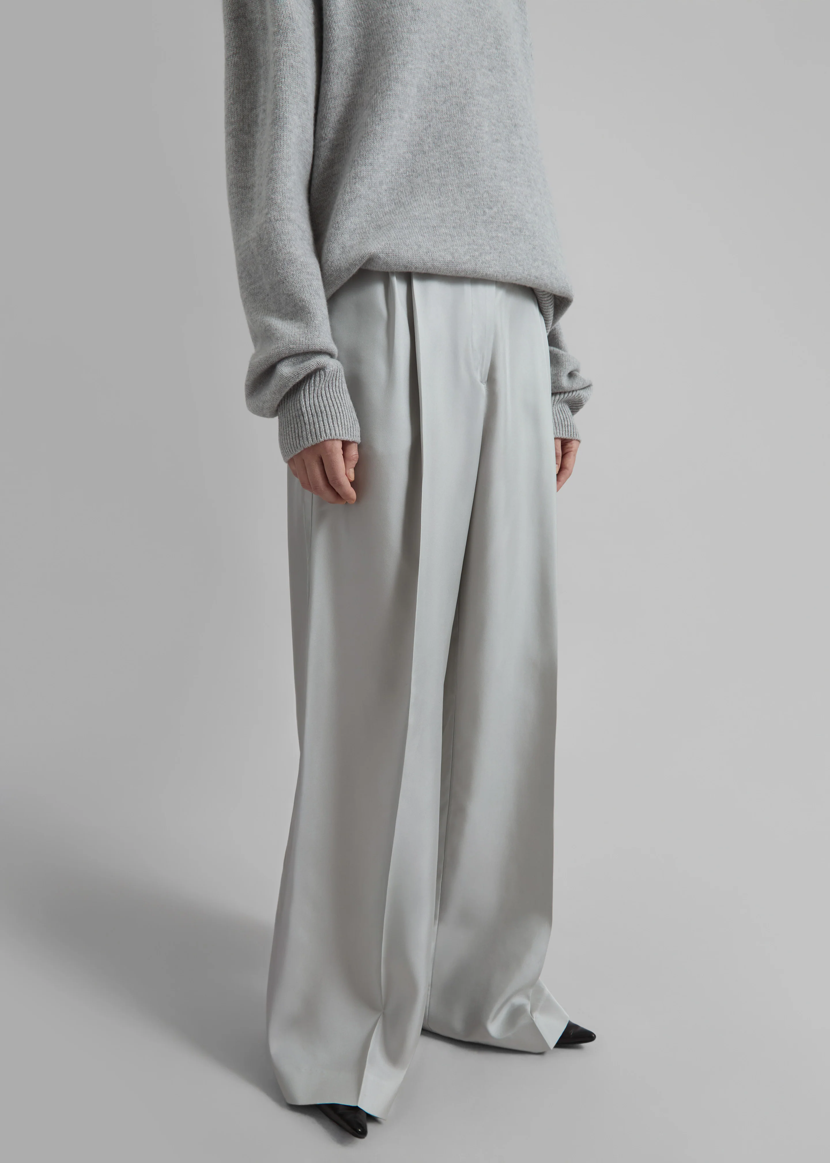 Marfa Pleated Silk Trousers - Grey - Image 7