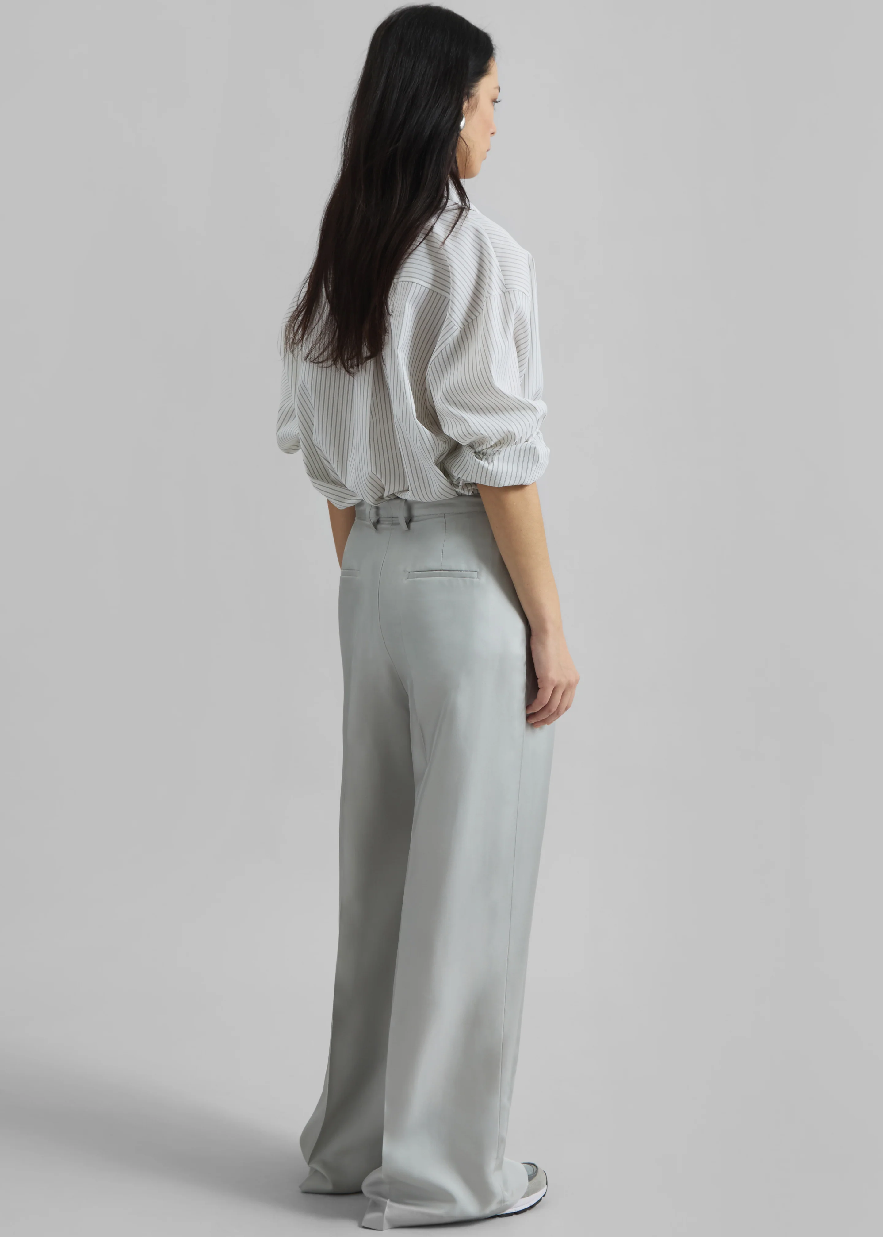 Marfa Pleated Silk Trousers - Grey - Image 8