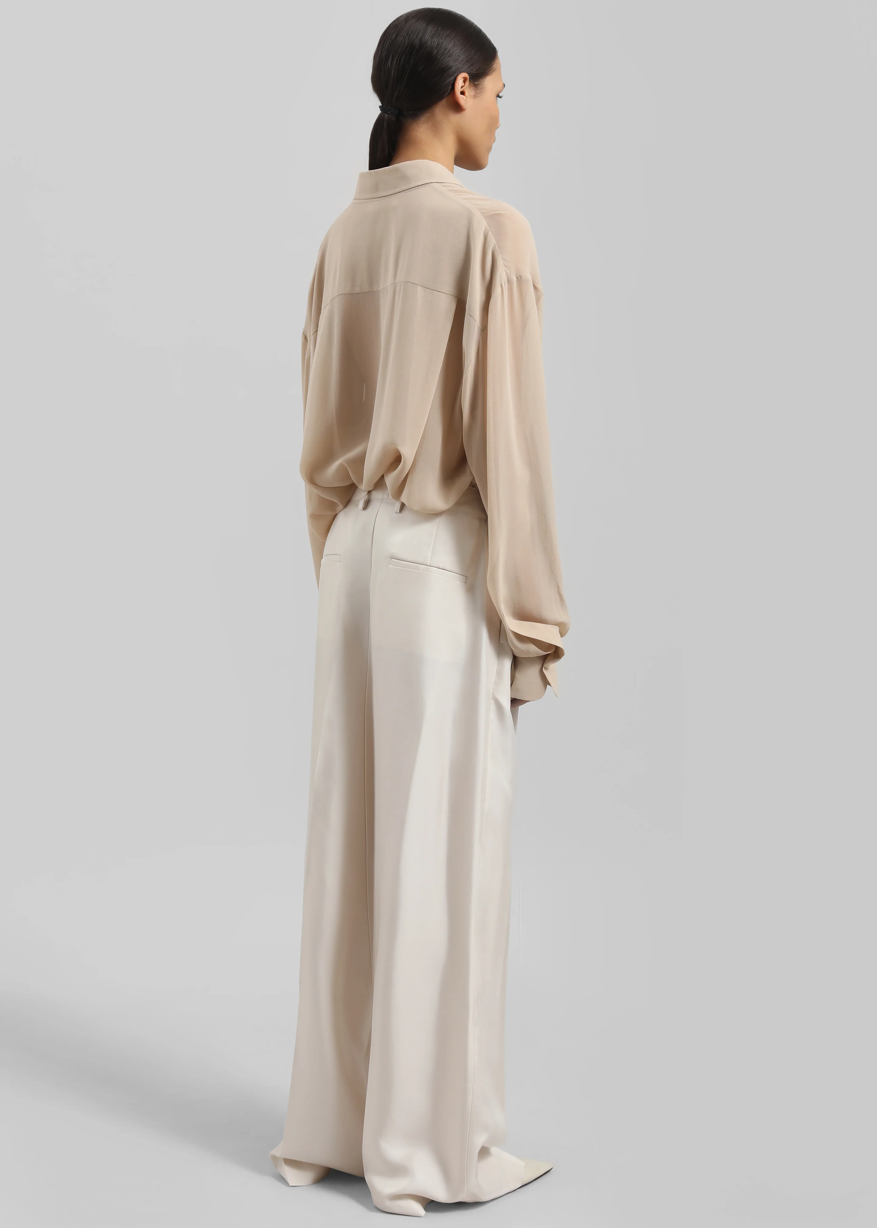 Marfa Pleated Silk Trousers - Ivory - Image 6