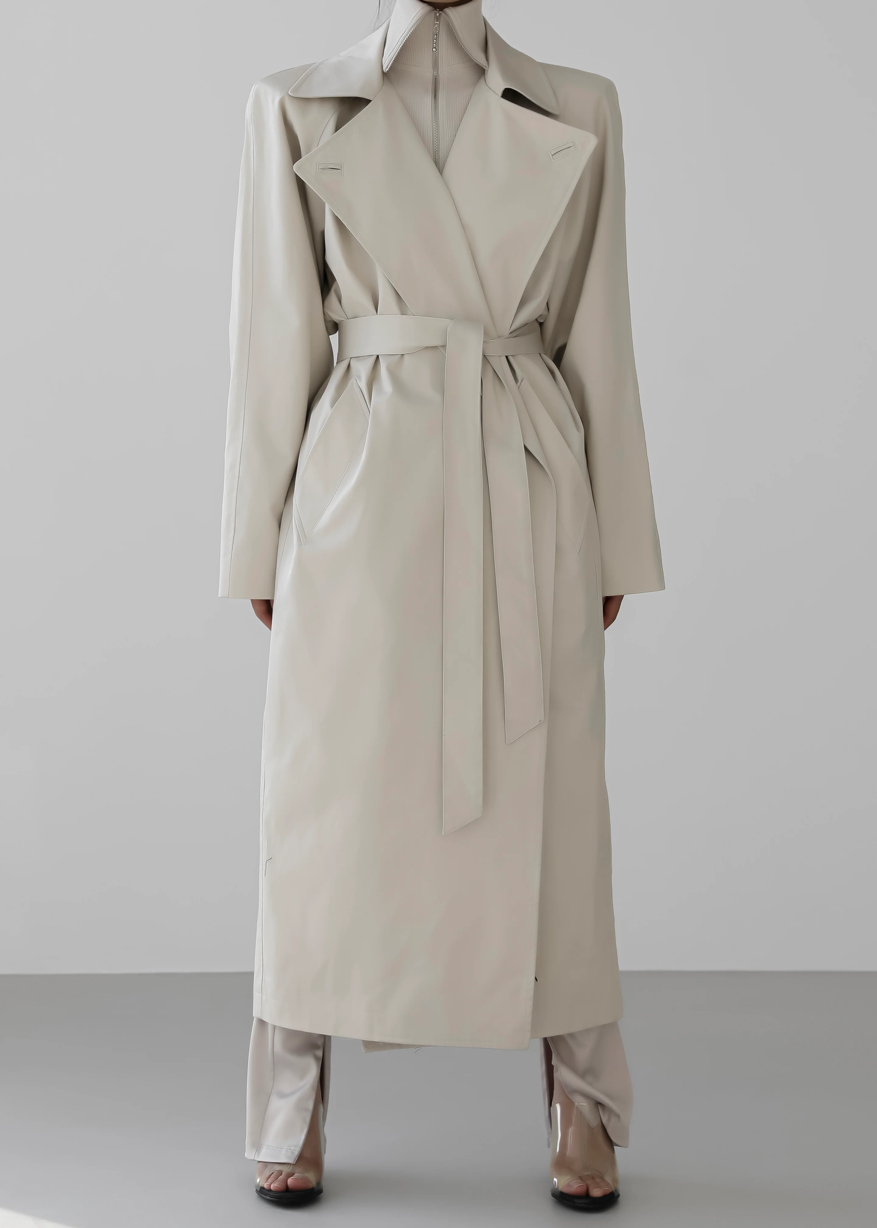 Marisol Box Shoulder Trench - Bone - Image 4