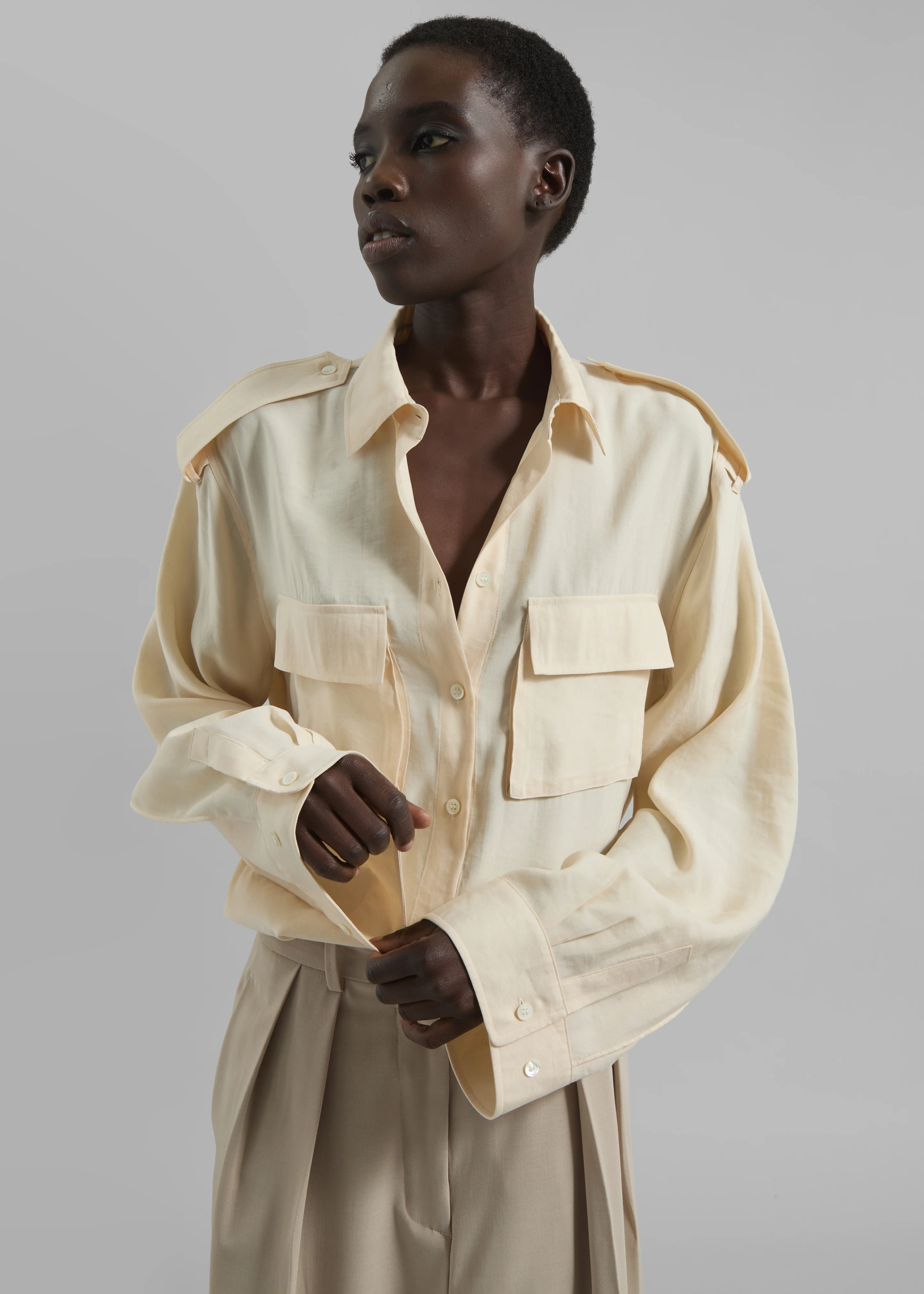 Marlon Button Up Shirt - Beige - Image 4