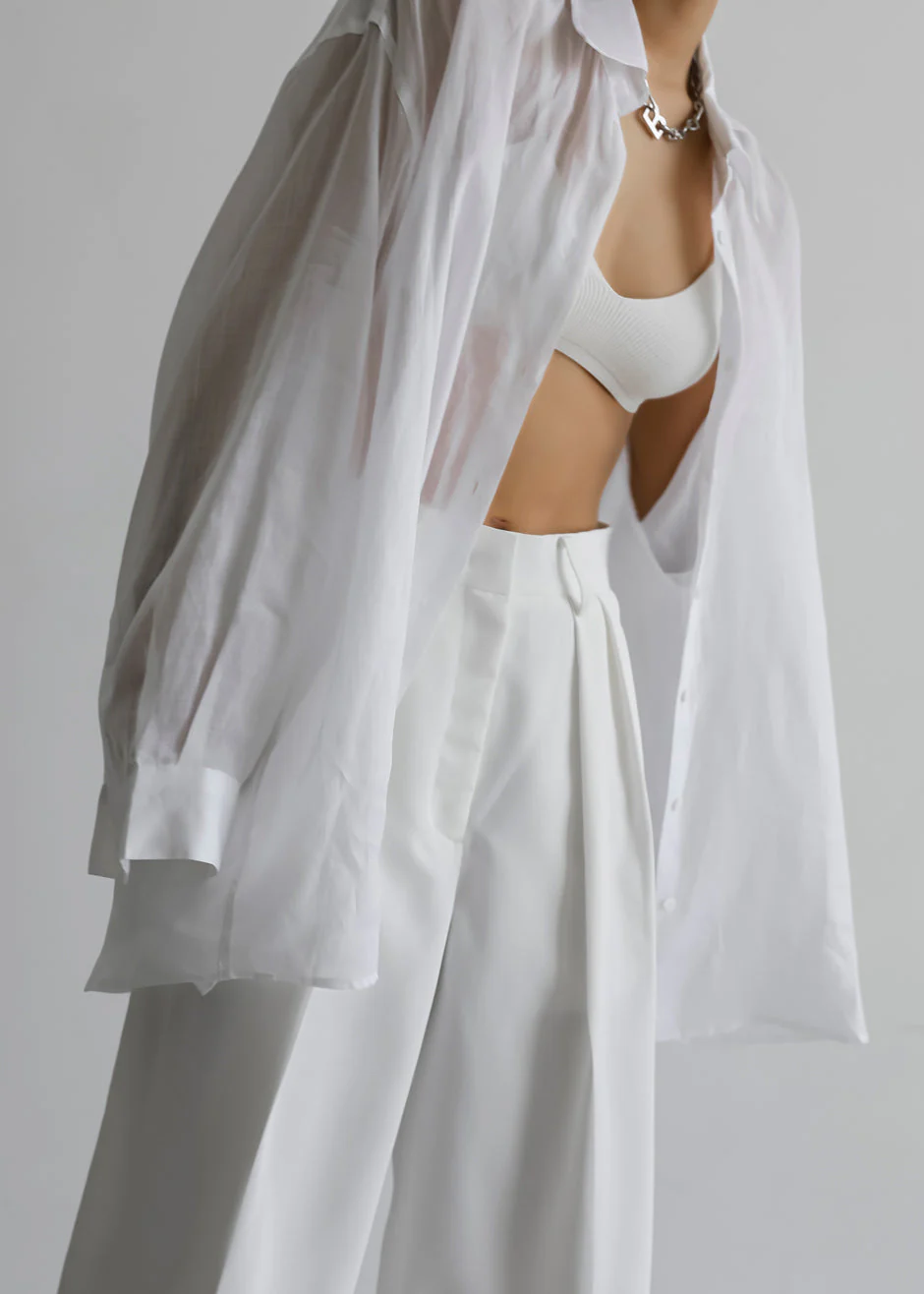 Marlow Oversized Linen Shirt - White - Image 5