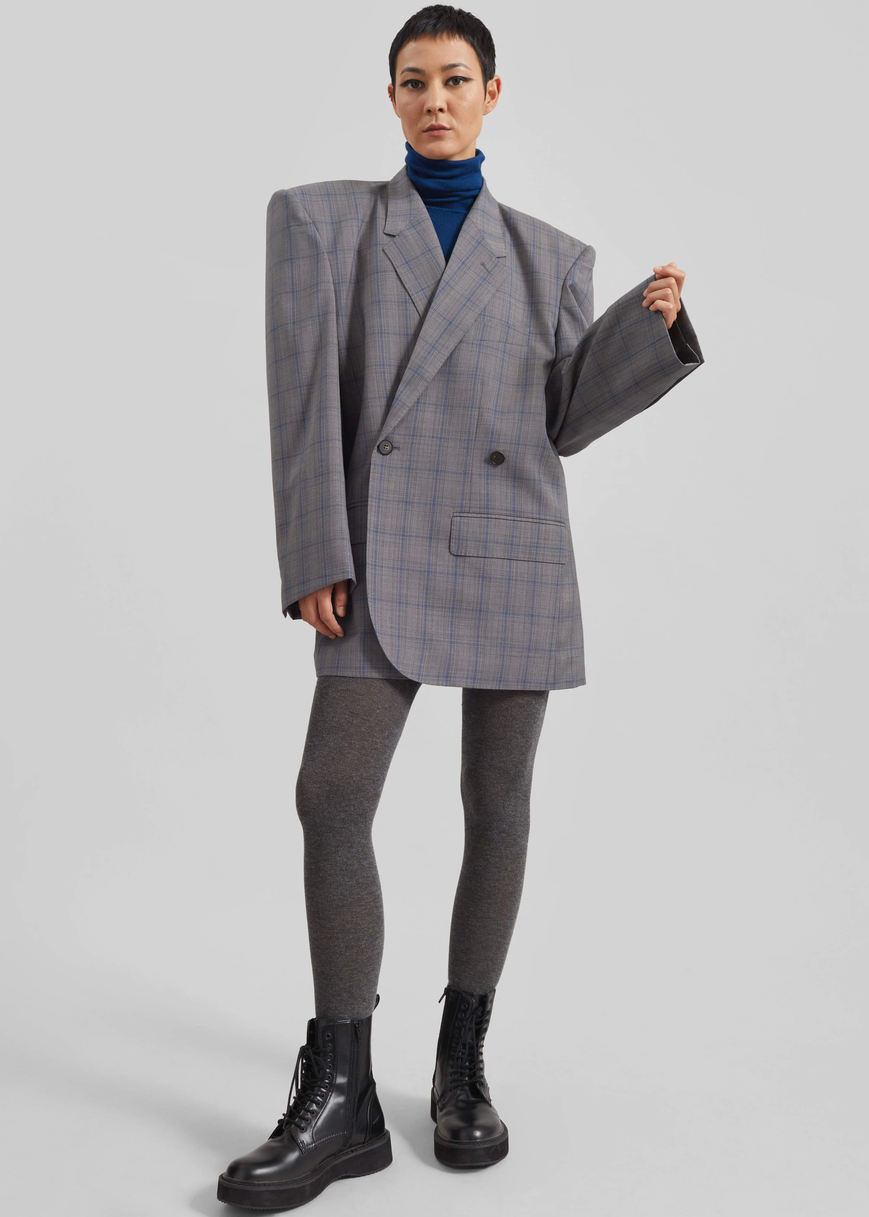 Marnay Padded Blazer - Grey Plaid - Image 3