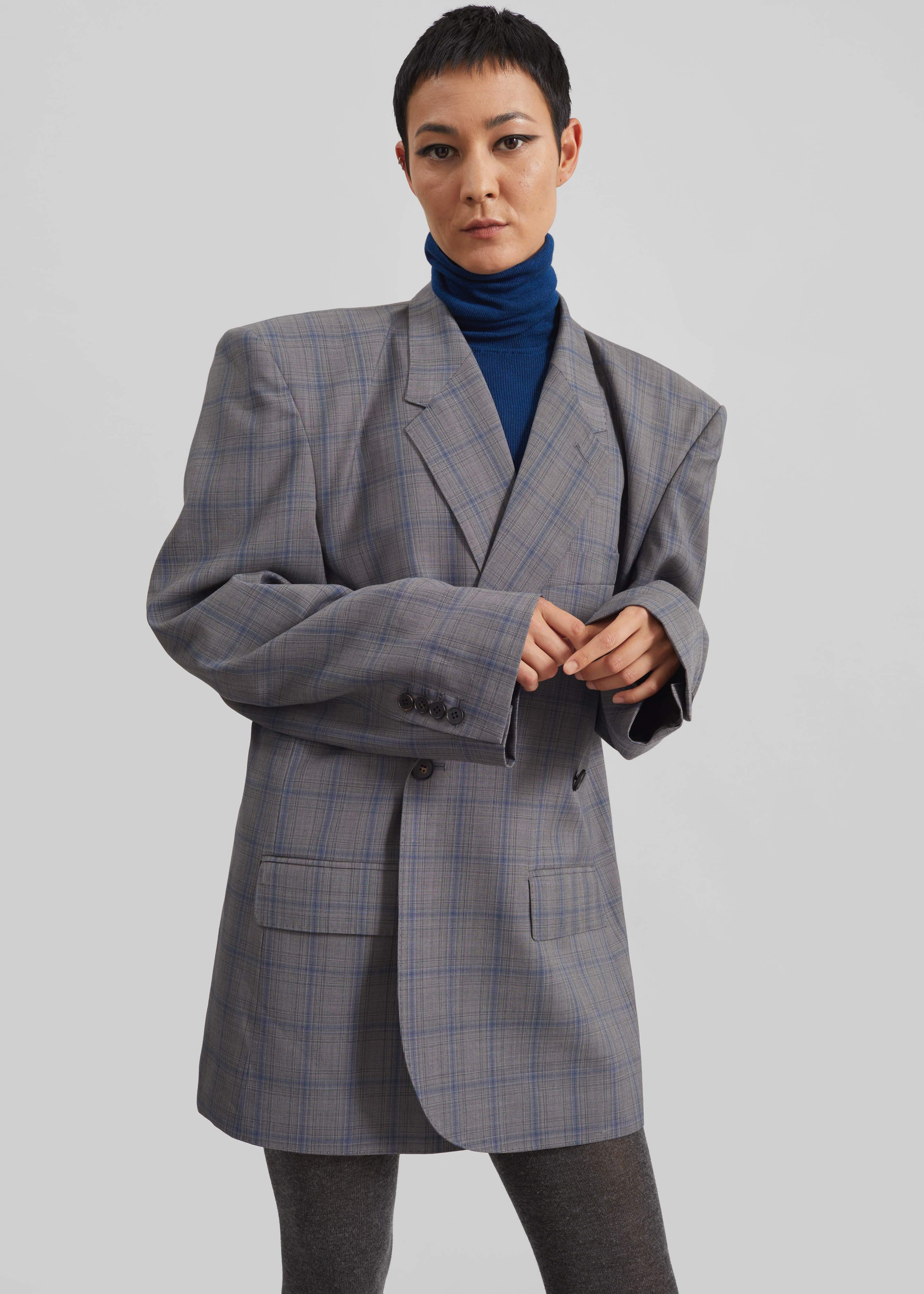 Marnay Padded Blazer - Grey Plaid - Image 6