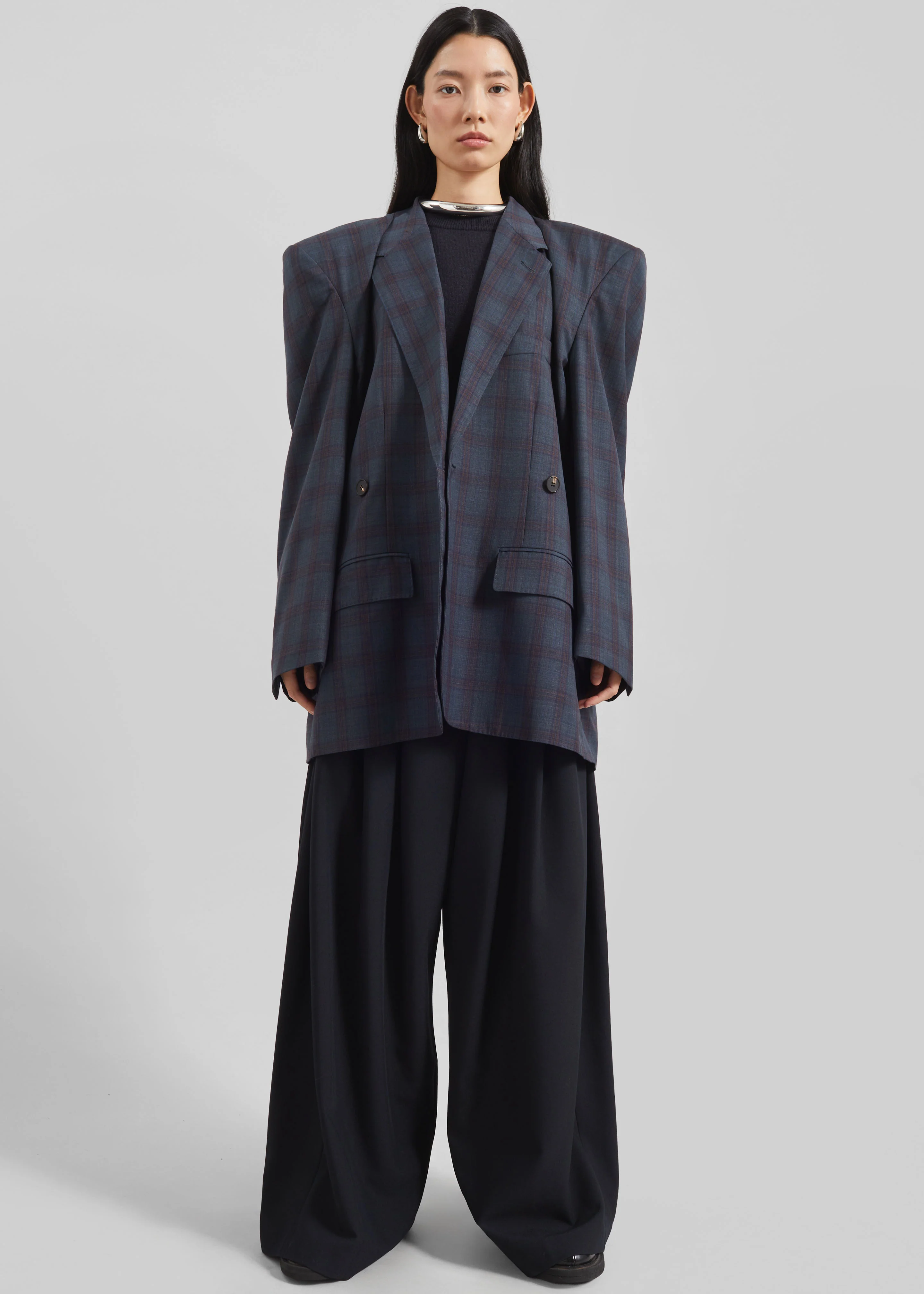 Marnay Padded Blazer - Navy Plaid - Image 5