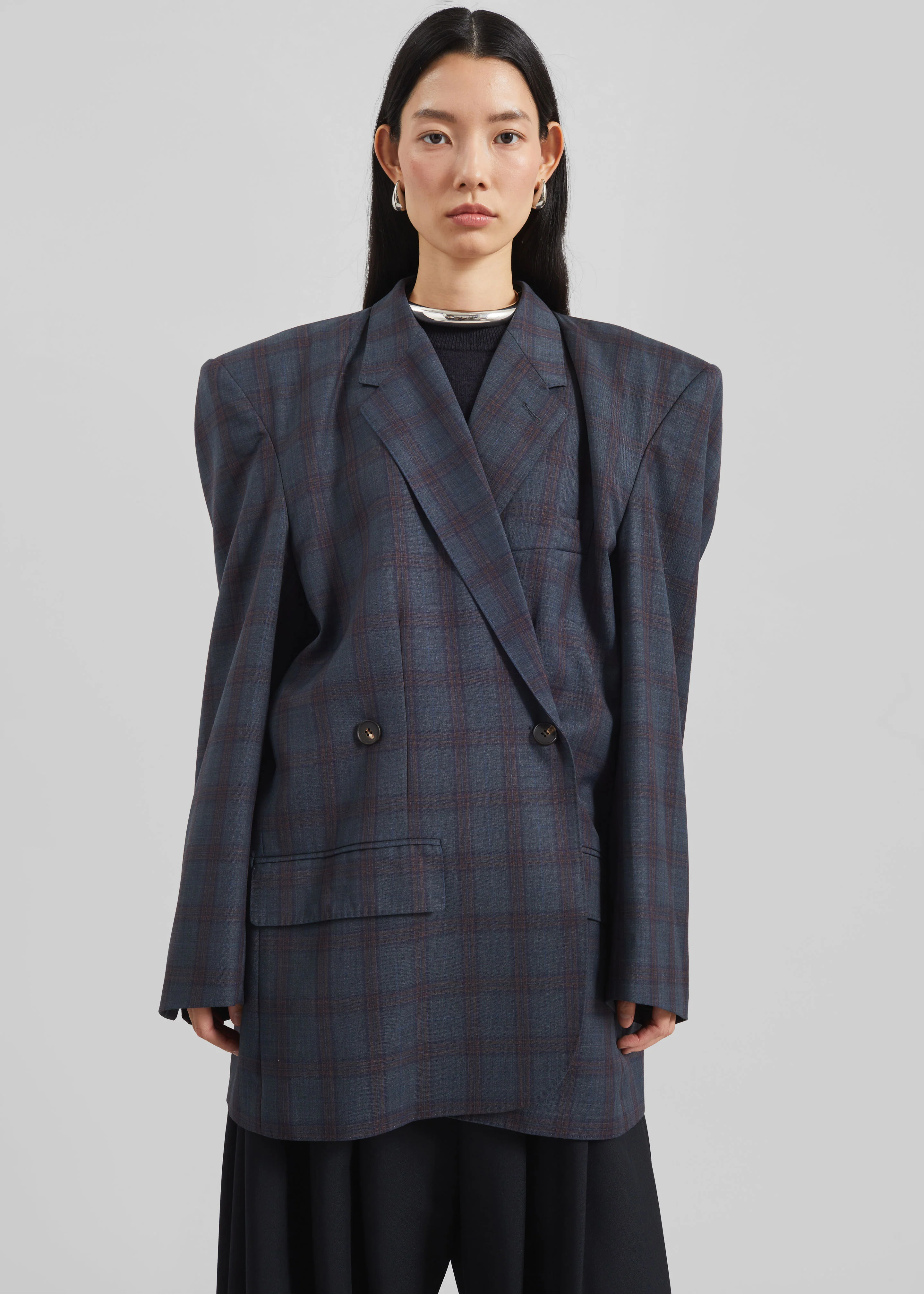 Marnay Padded Blazer - Navy Plaid - Image 6