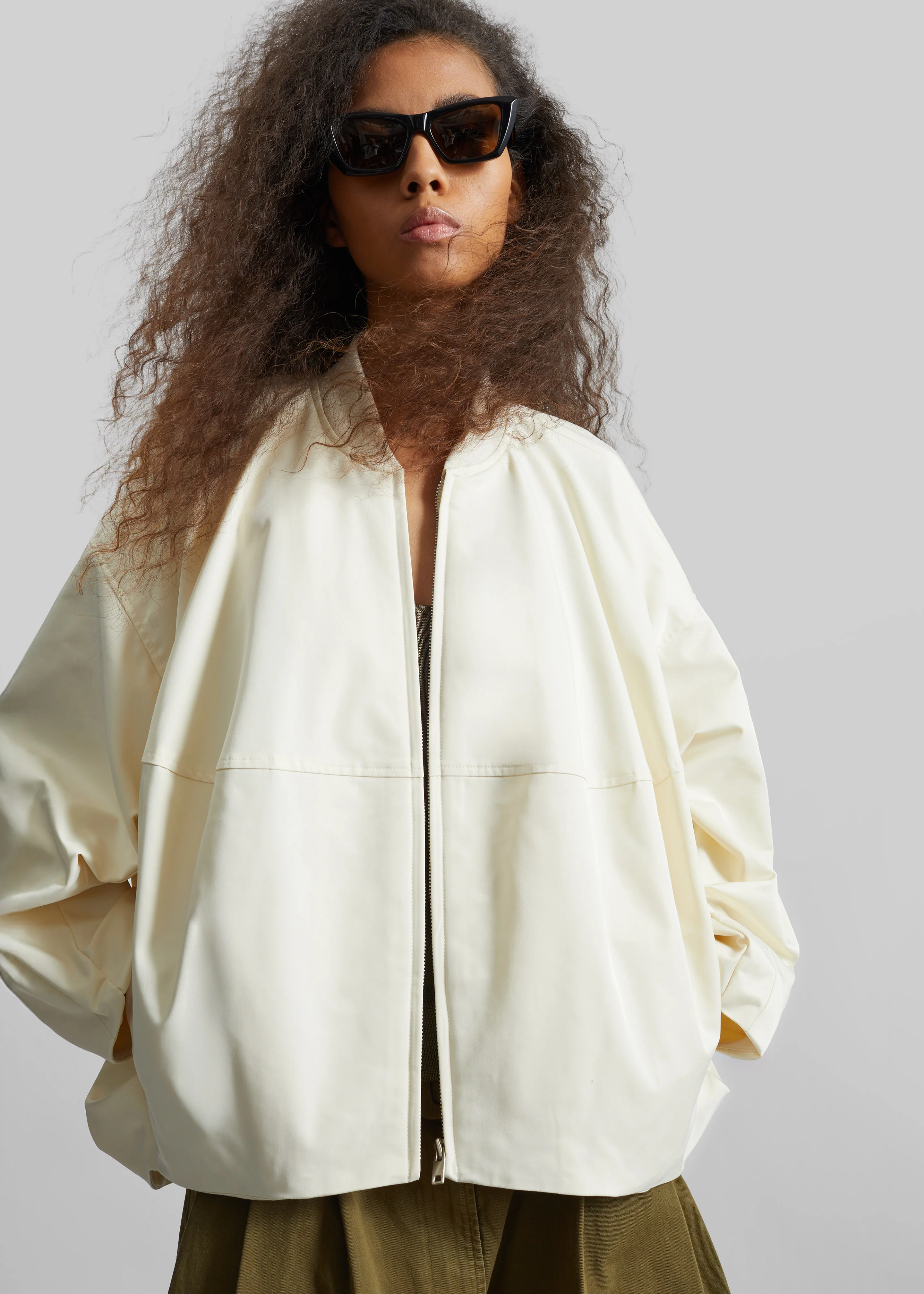 Marslev Cocoon Jacket - Cream - Image 2