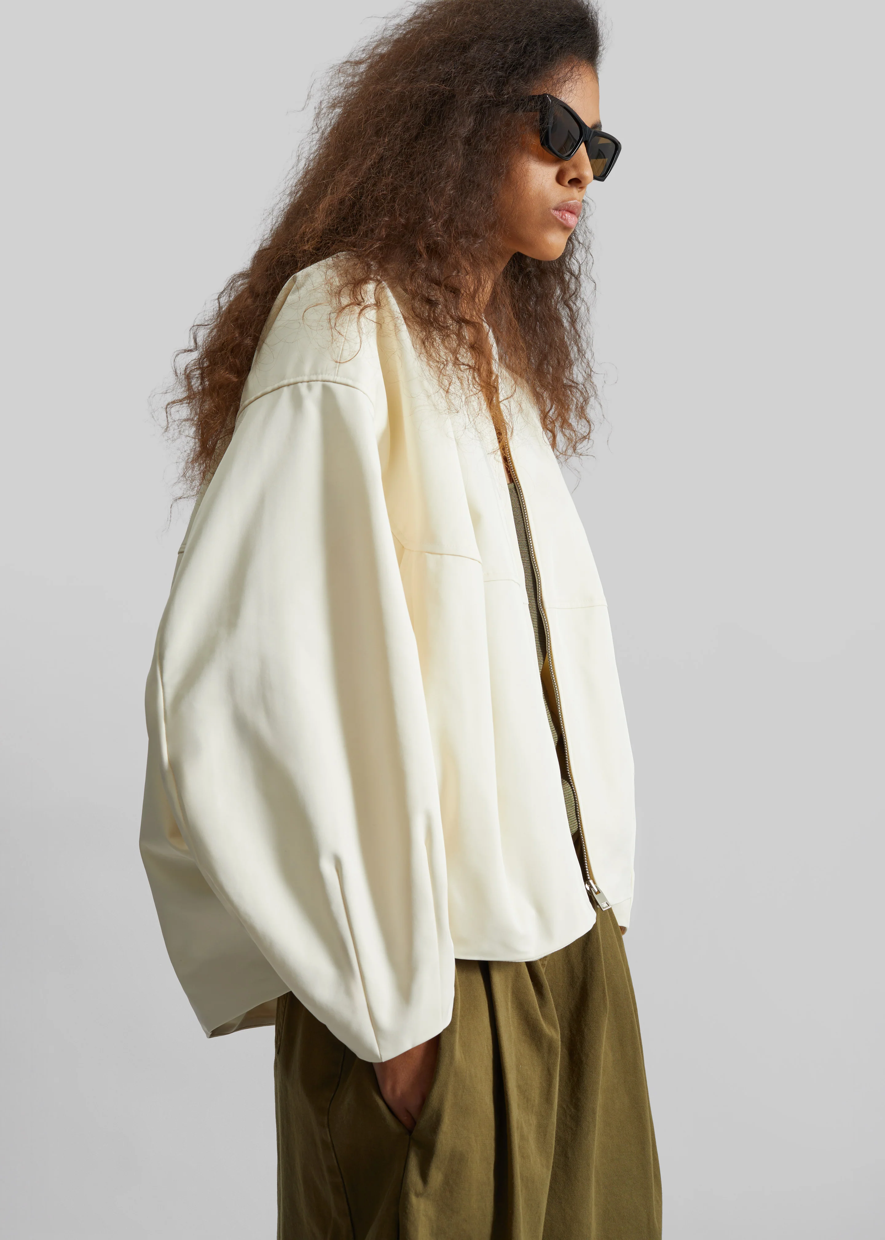 Marslev Cocoon Jacket - Cream - Image 3