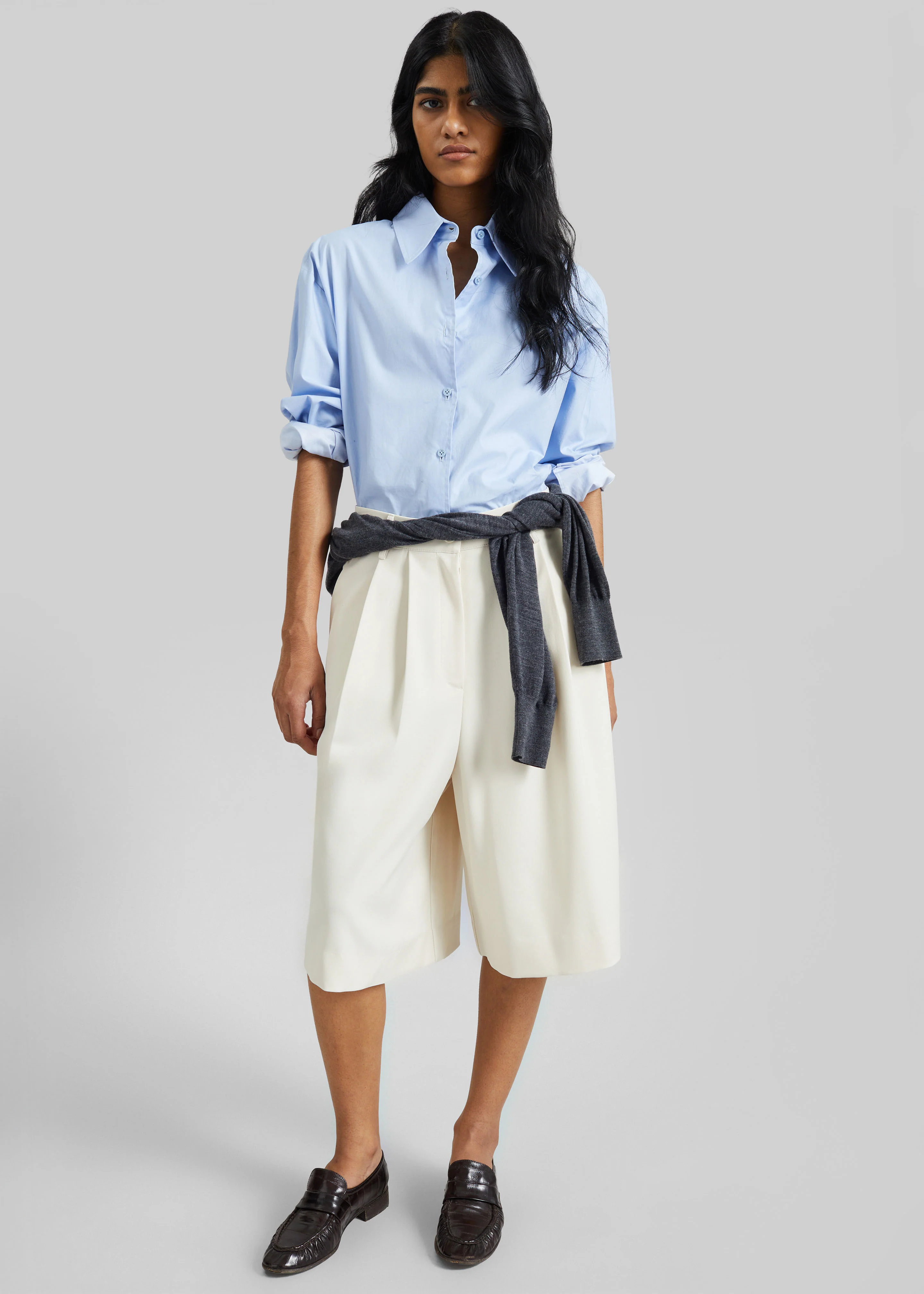 Martel Pleated Bermuda Shorts - Cream - Image 3