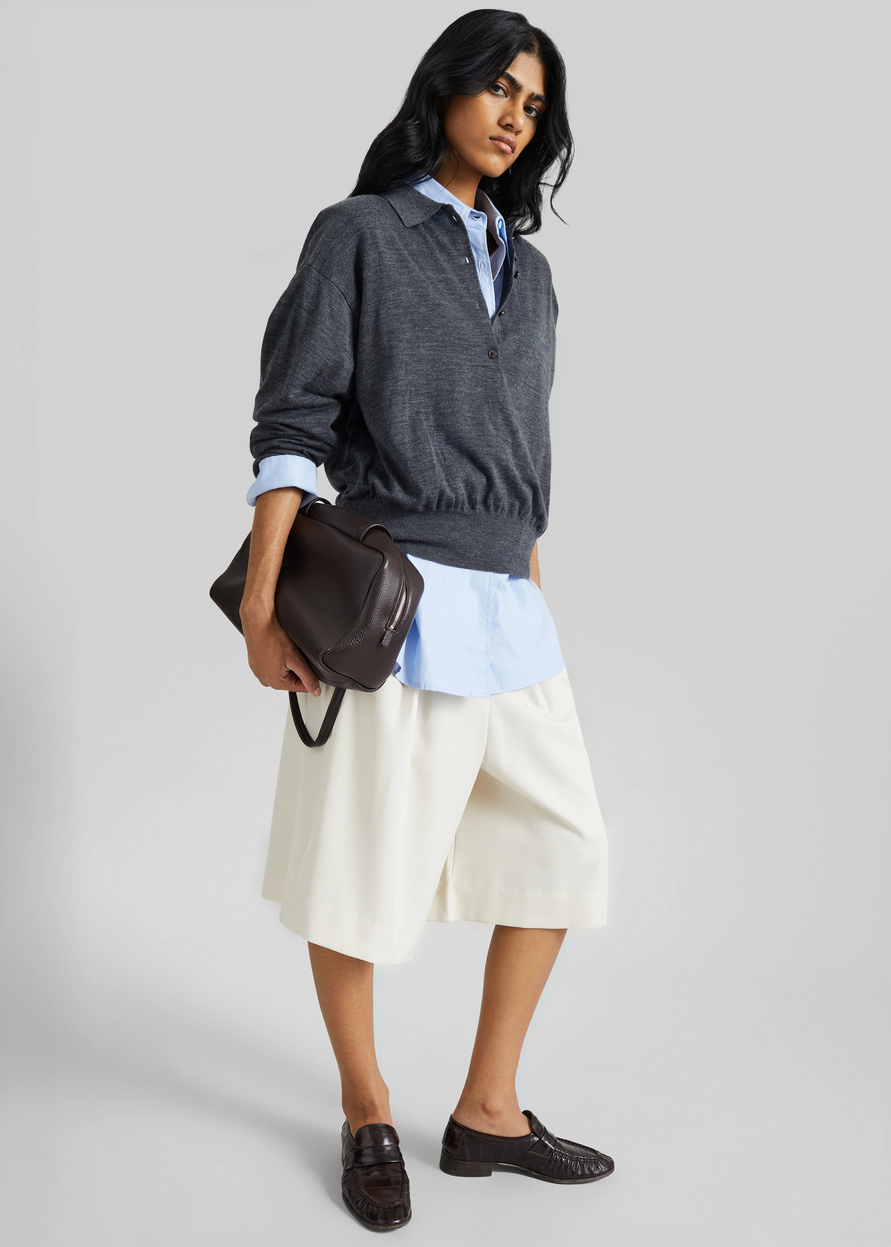 Martel Pleated Bermuda Shorts - Cream - Image 5