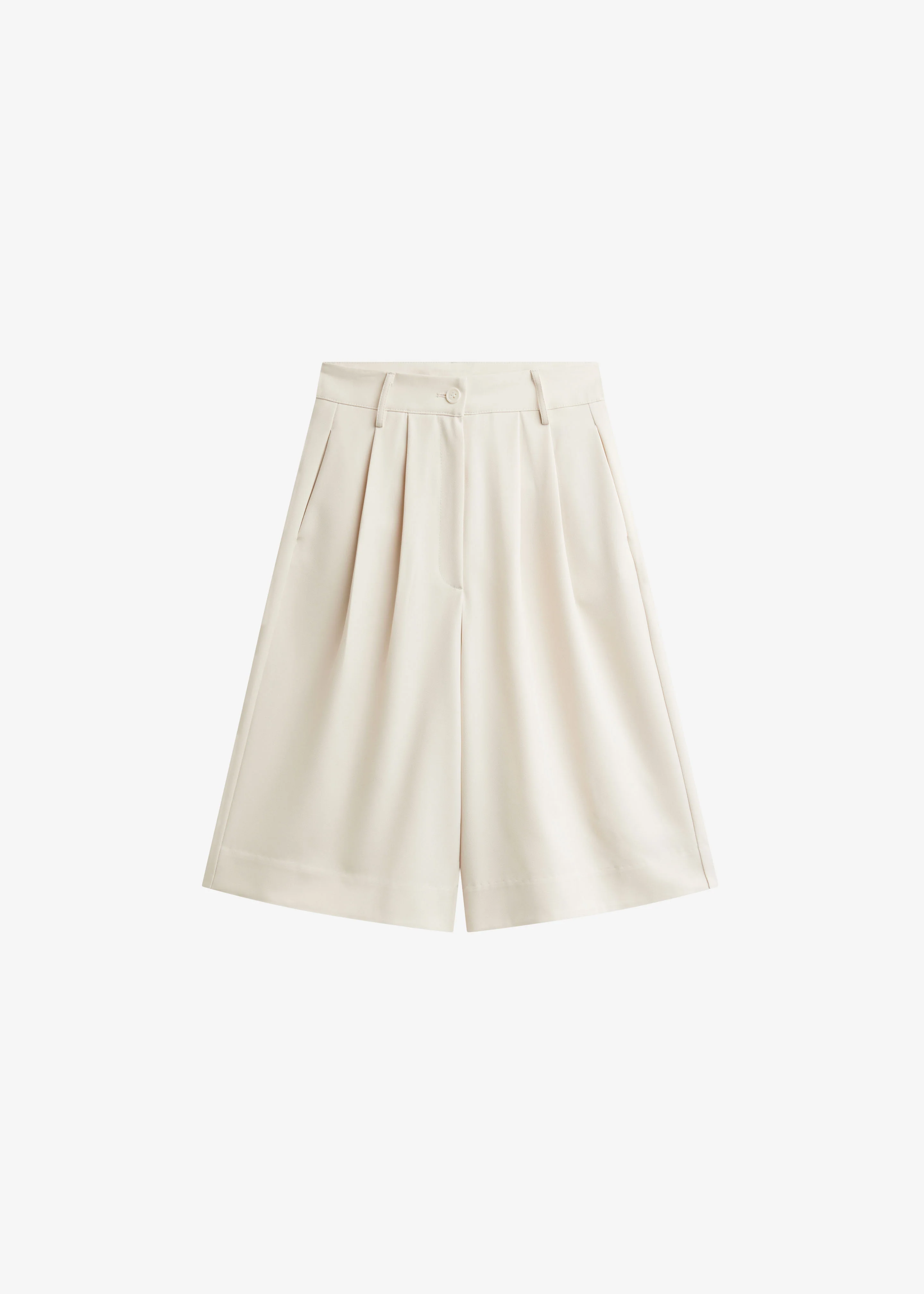 Martel Pleated Bermuda Shorts - Cream - Image 8