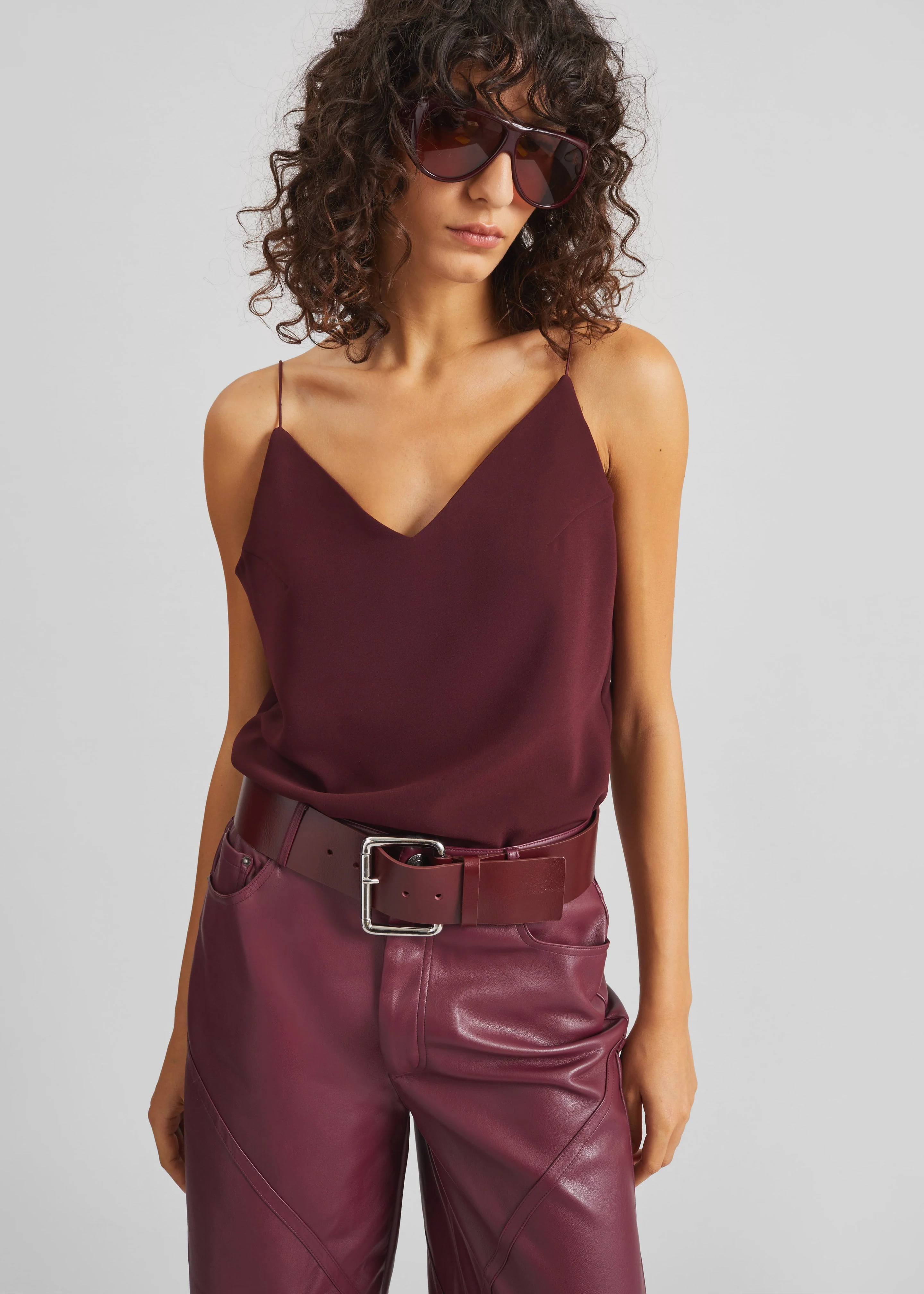 Marty Leather Belt - Burgundy/Silver - Image 4