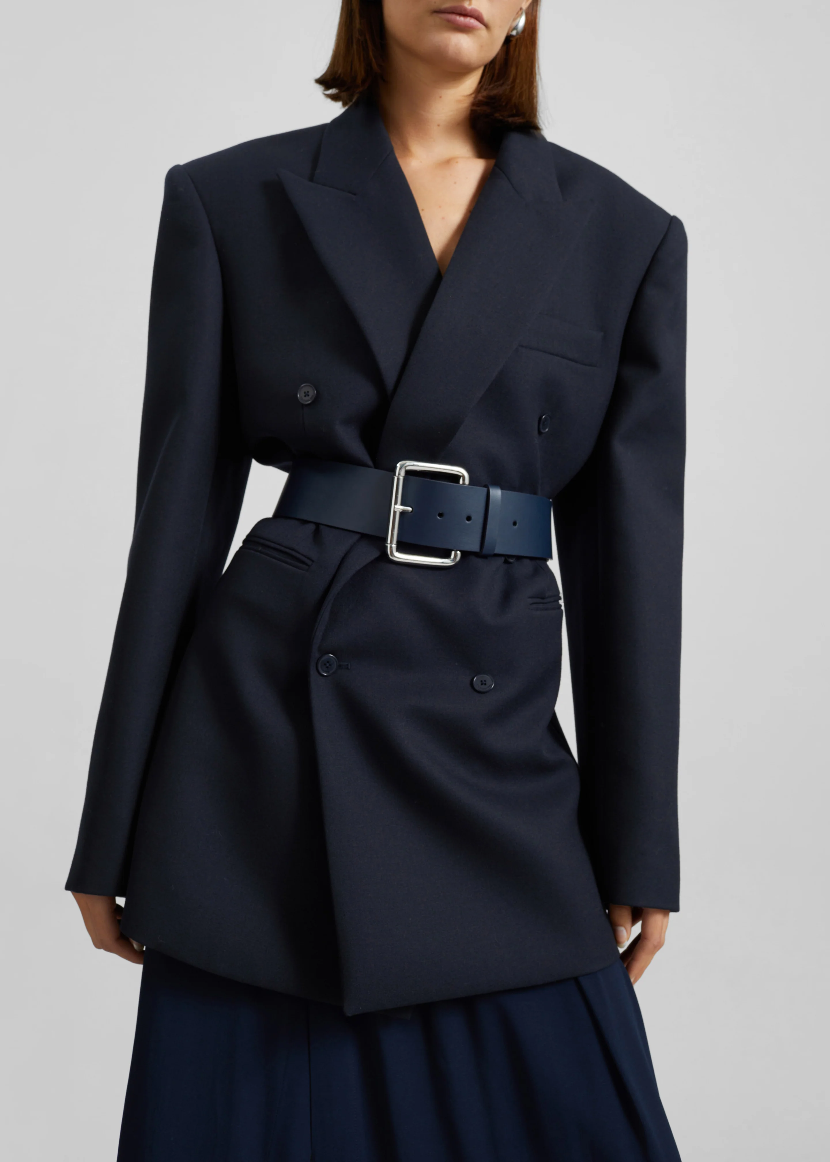 Marty Leather Belt - Navy - Image 4