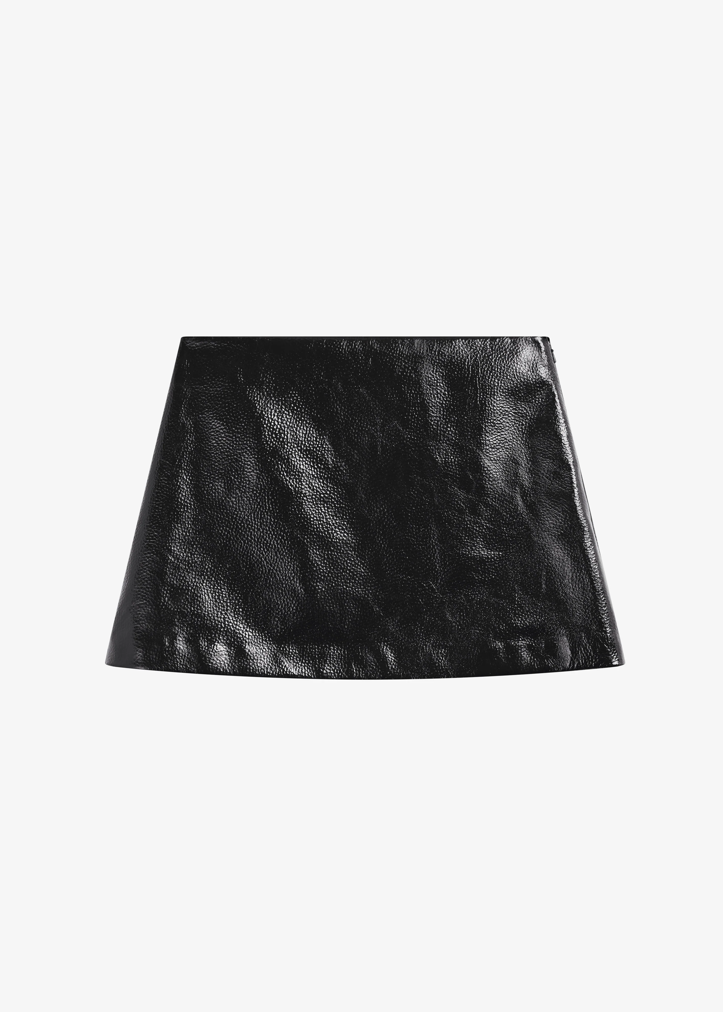Mary Crackled Faux Leather Mini Skirt - Black - Image 7