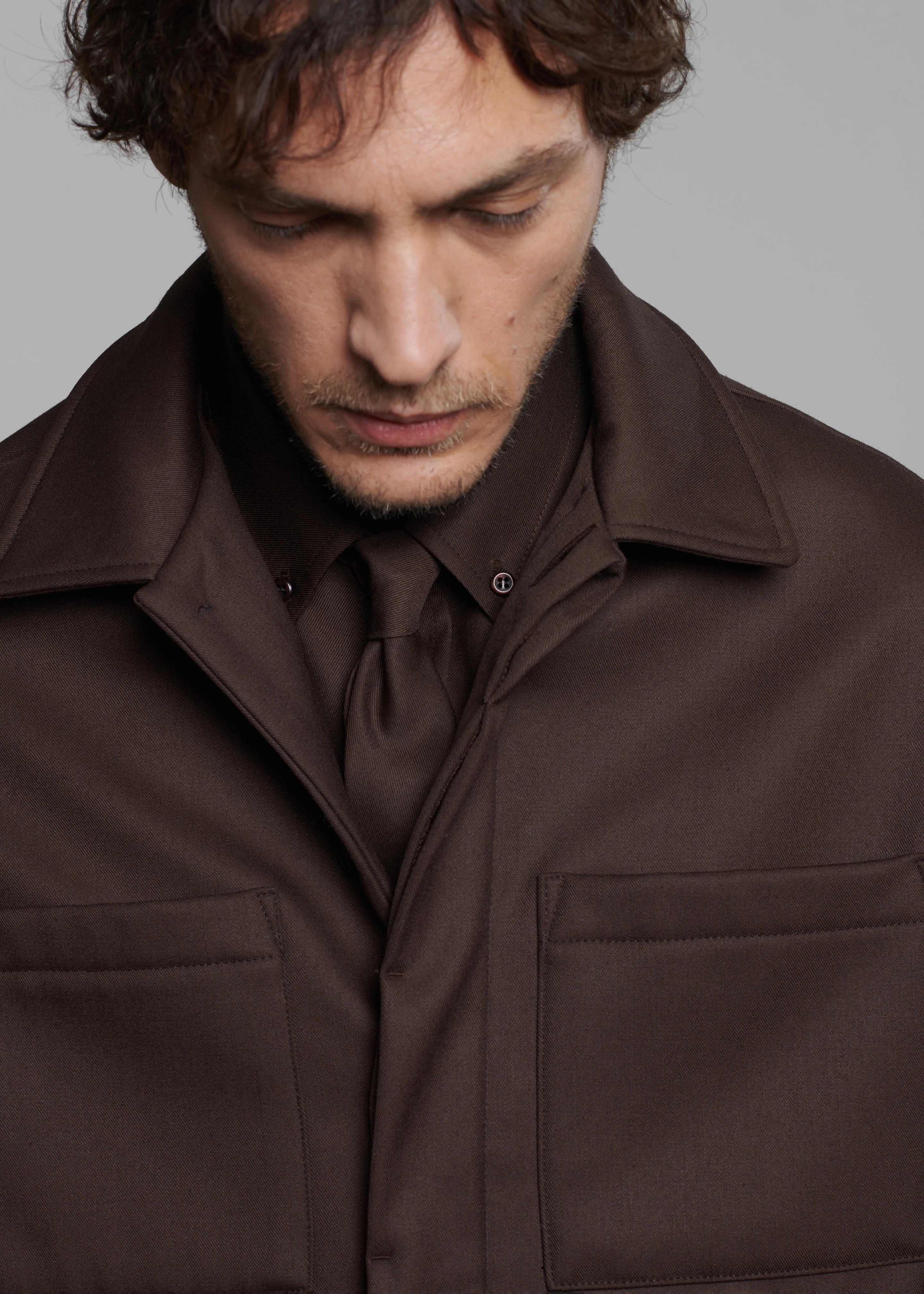 Mason Boxy Wool Jacket - Brown - Image 3