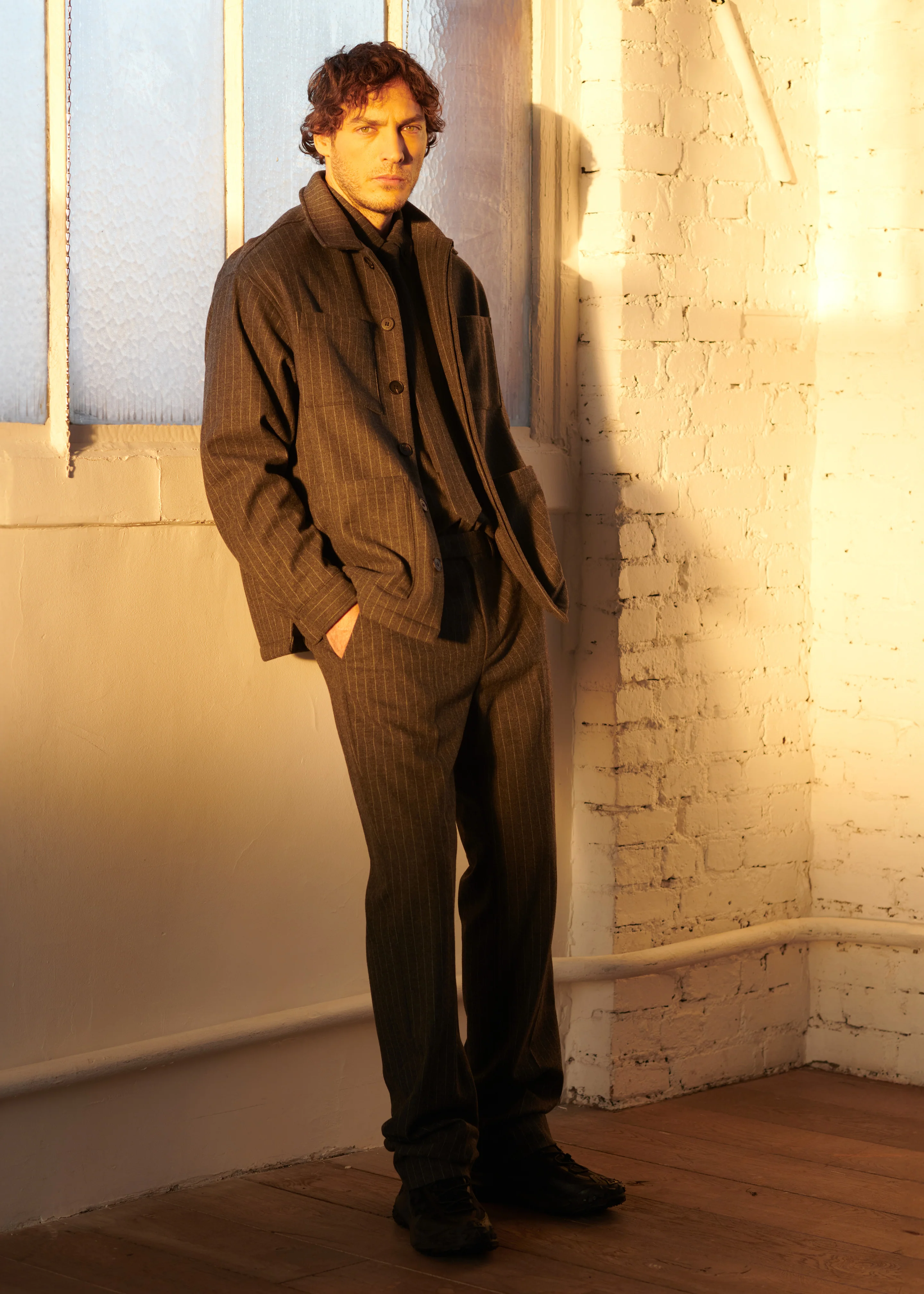 Mason Boxy Wool Jacket - Dark Grey/White Pinstripe - Image 4