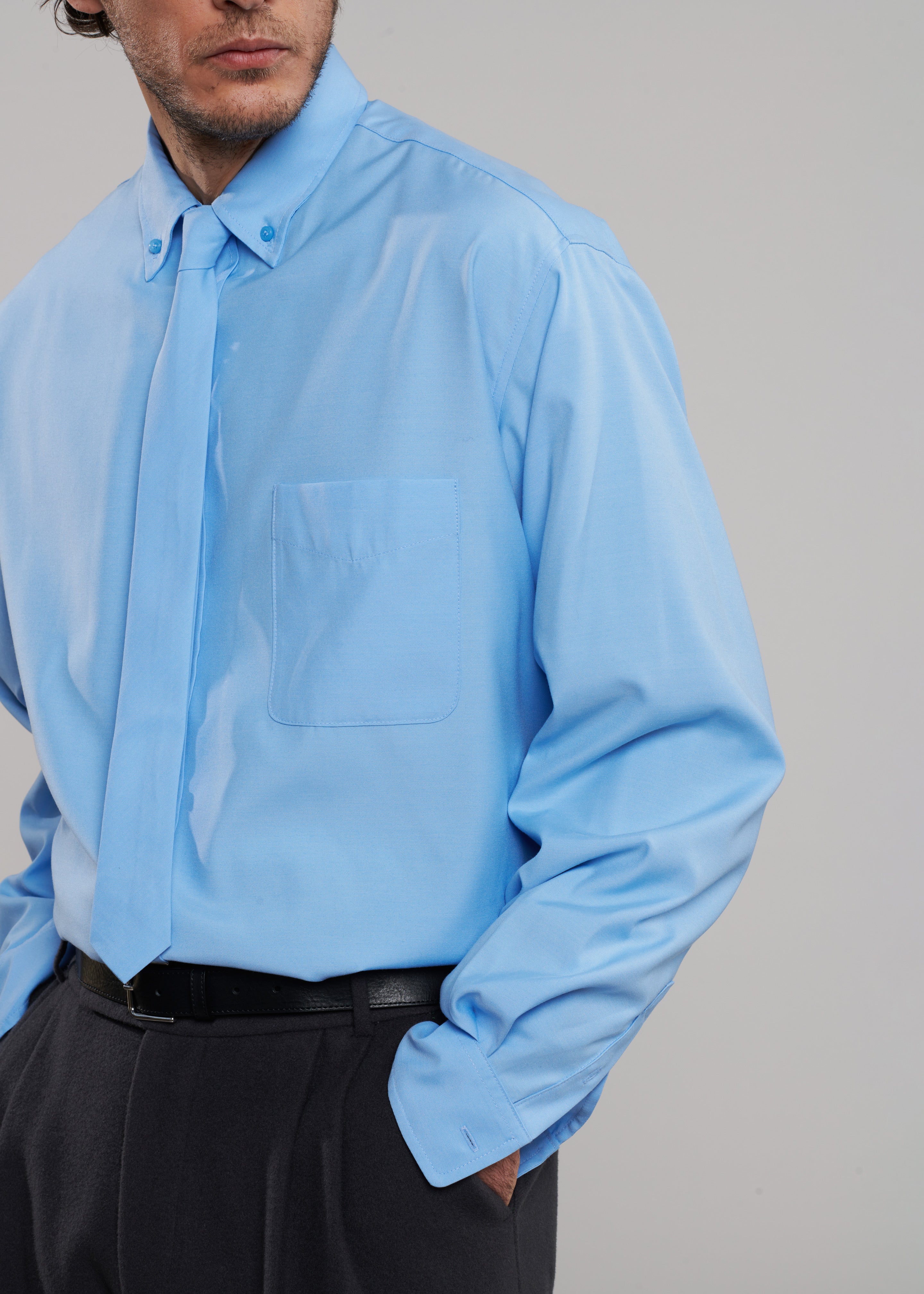 Mason Button Up Shirt - Blue - Image 4