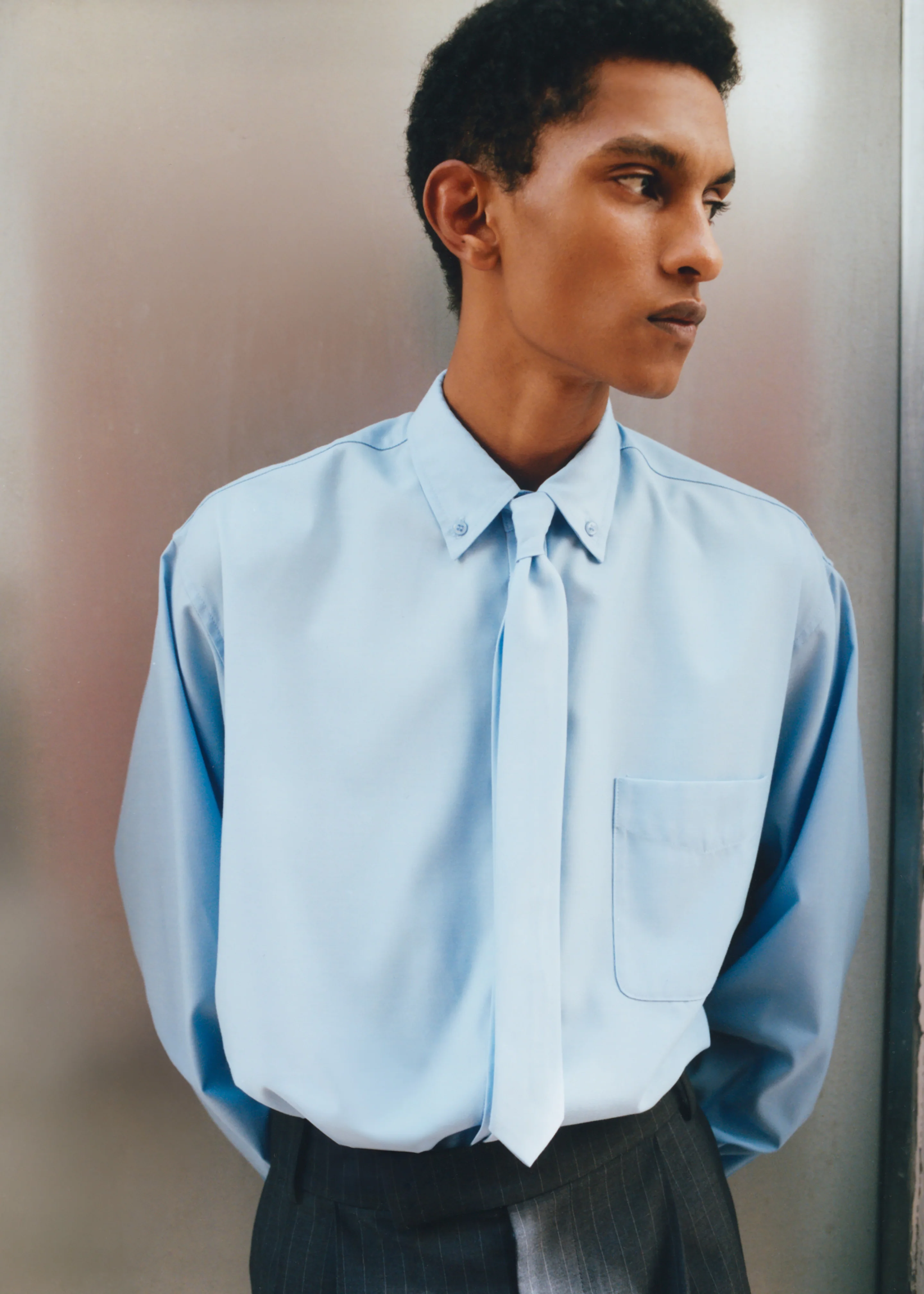 Mason Button Up Shirt - Blue - Image 7