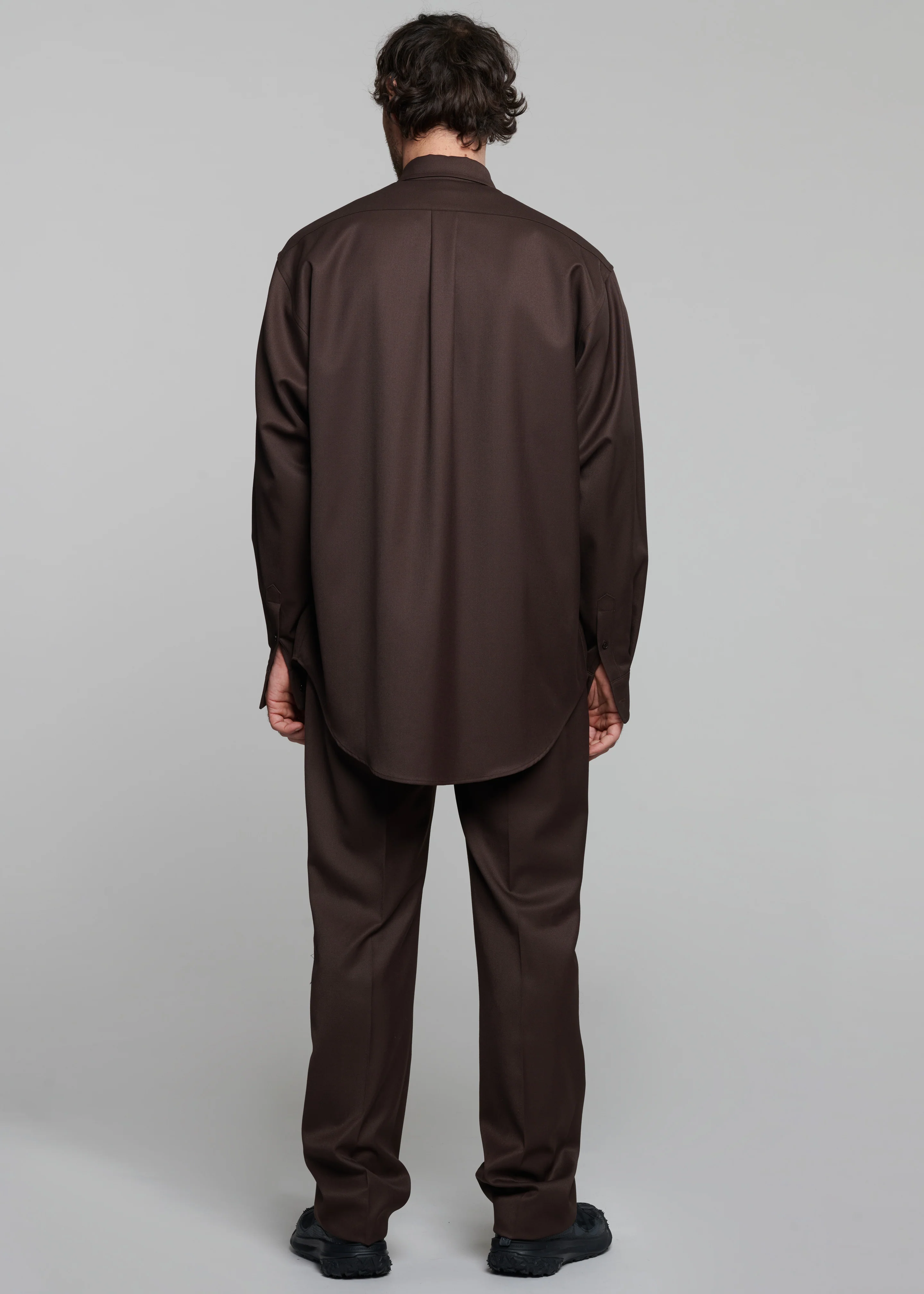 Mason Wool Button Up Shirt - Brown - Image 7