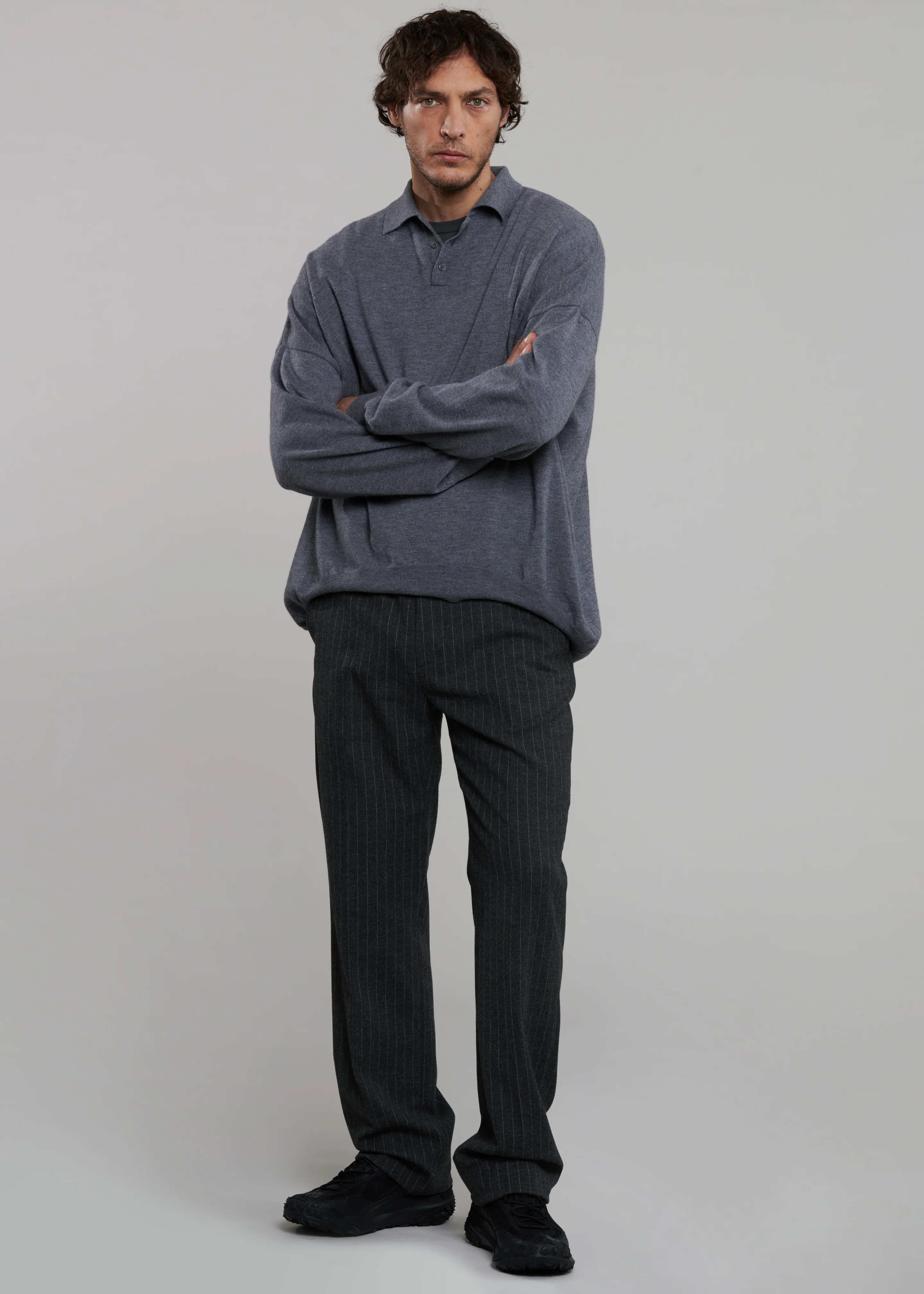 Mason Wool Trousers - Dark Grey/White Pinstripe - Image 12
