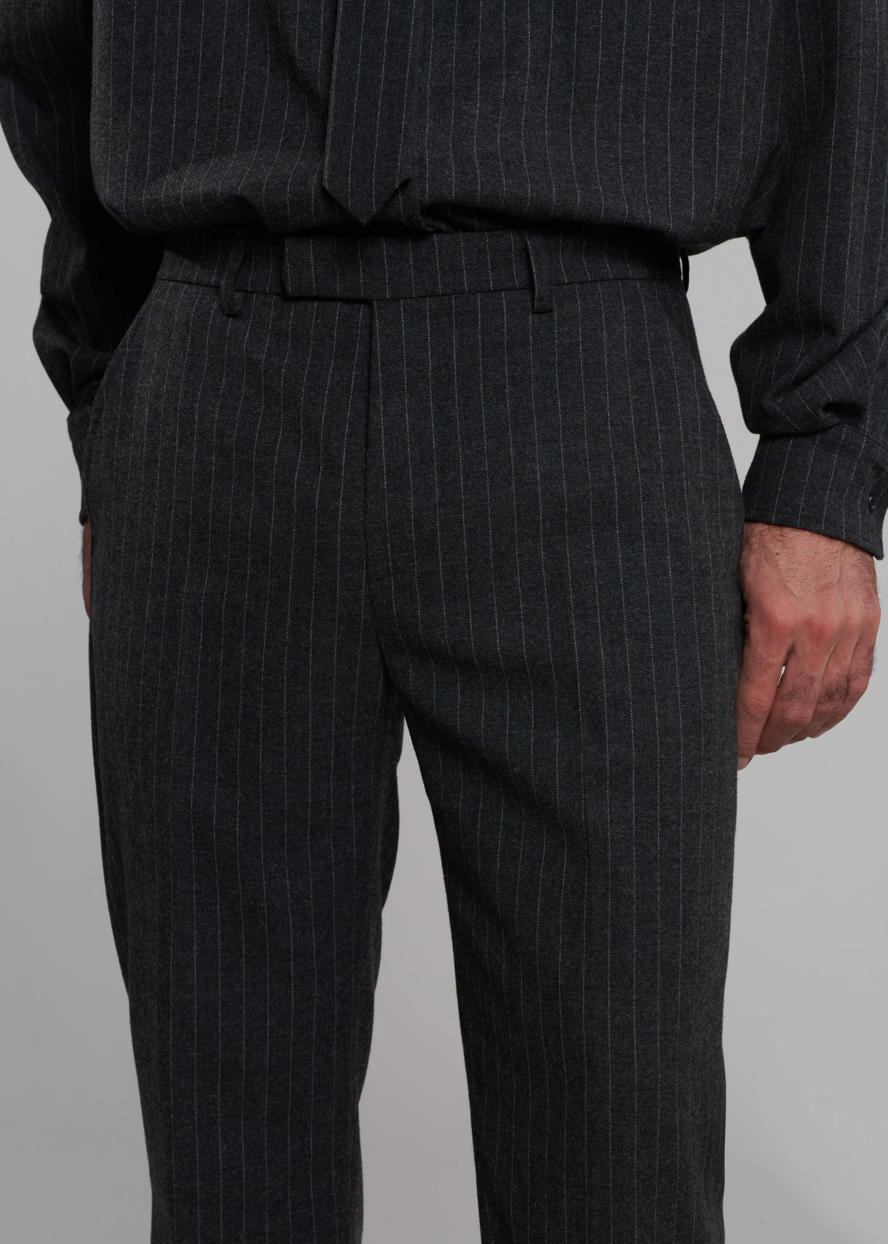 Mason Wool Trousers - Dark Grey/White Pinstripe - Image 3