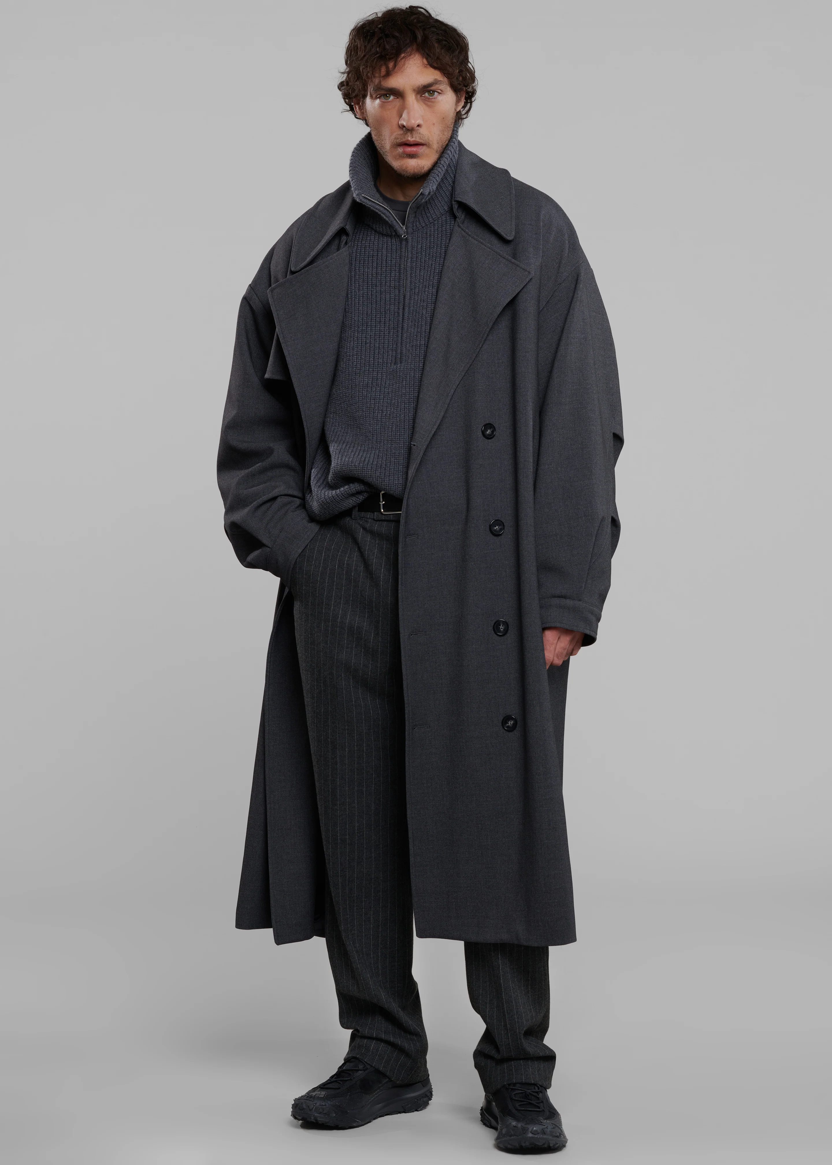 Mason Wool Trousers - Dark Grey/White Pinstripe - Image 7