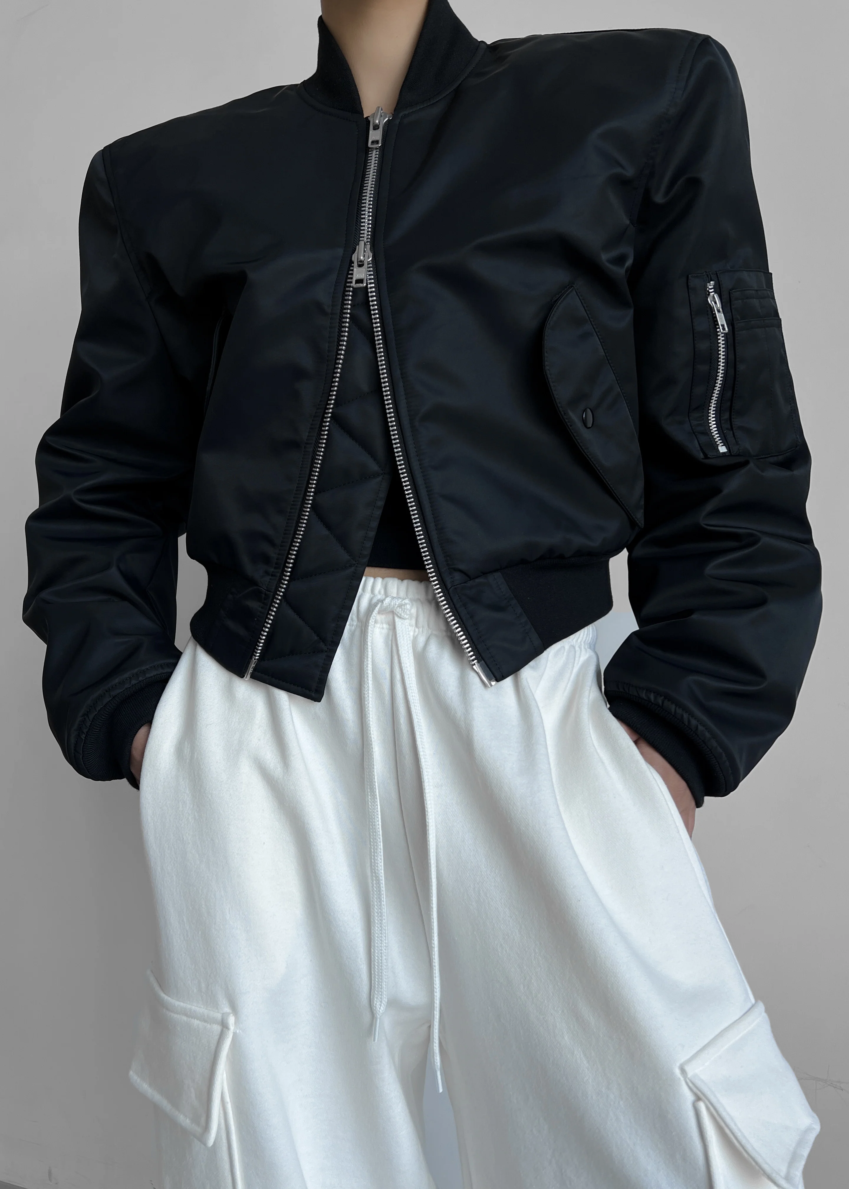 Mati Cropped Padded Bomber - Black - Image 6
