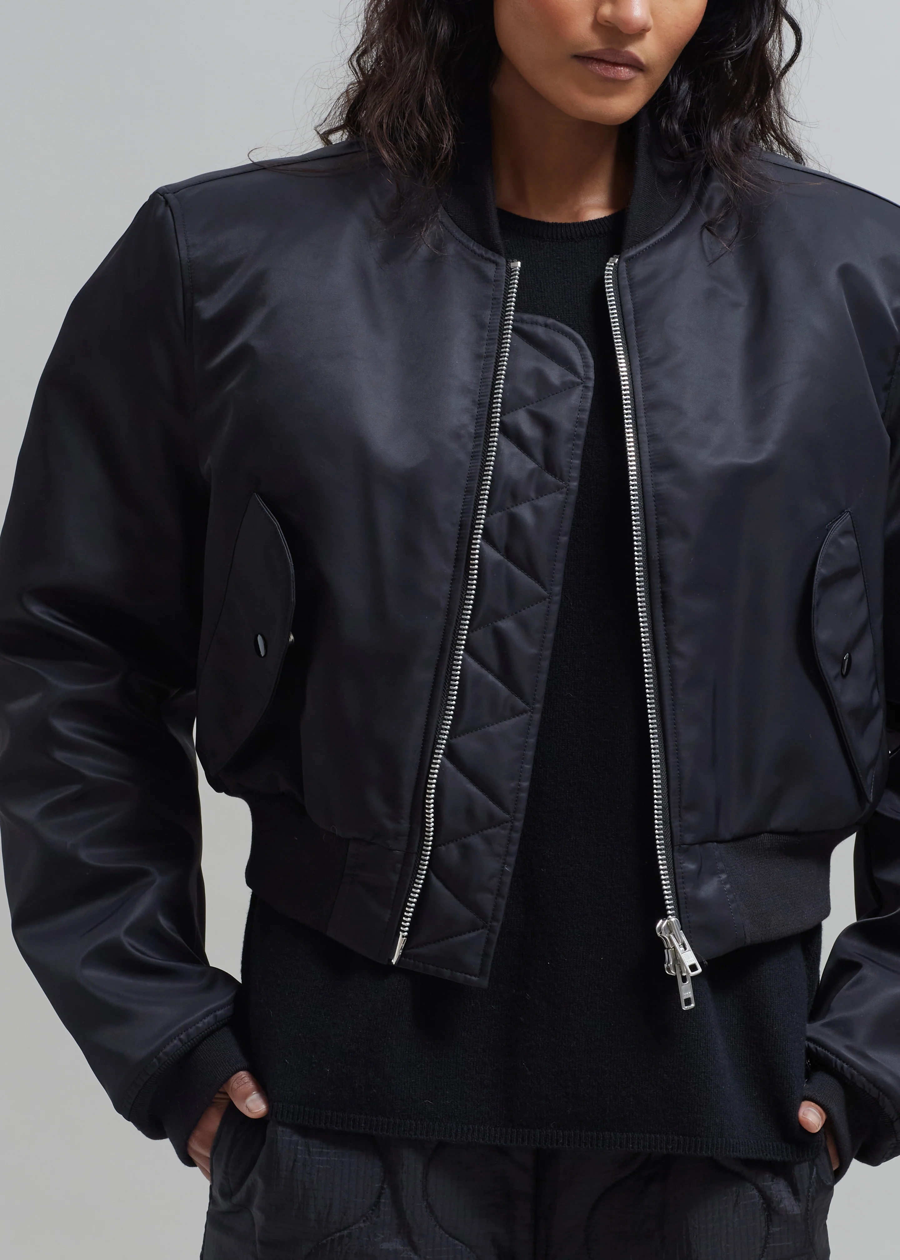 Mati Cropped Padded Bomber - Black - Image 9