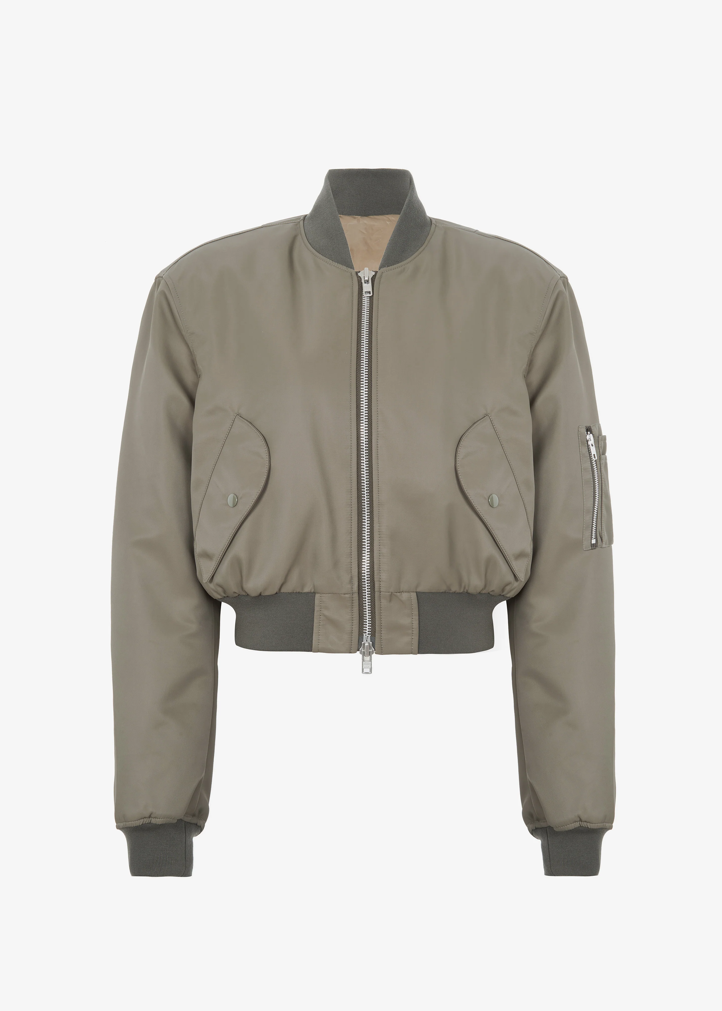 Mati Cropped Padded Bomber - Olive - Image 10