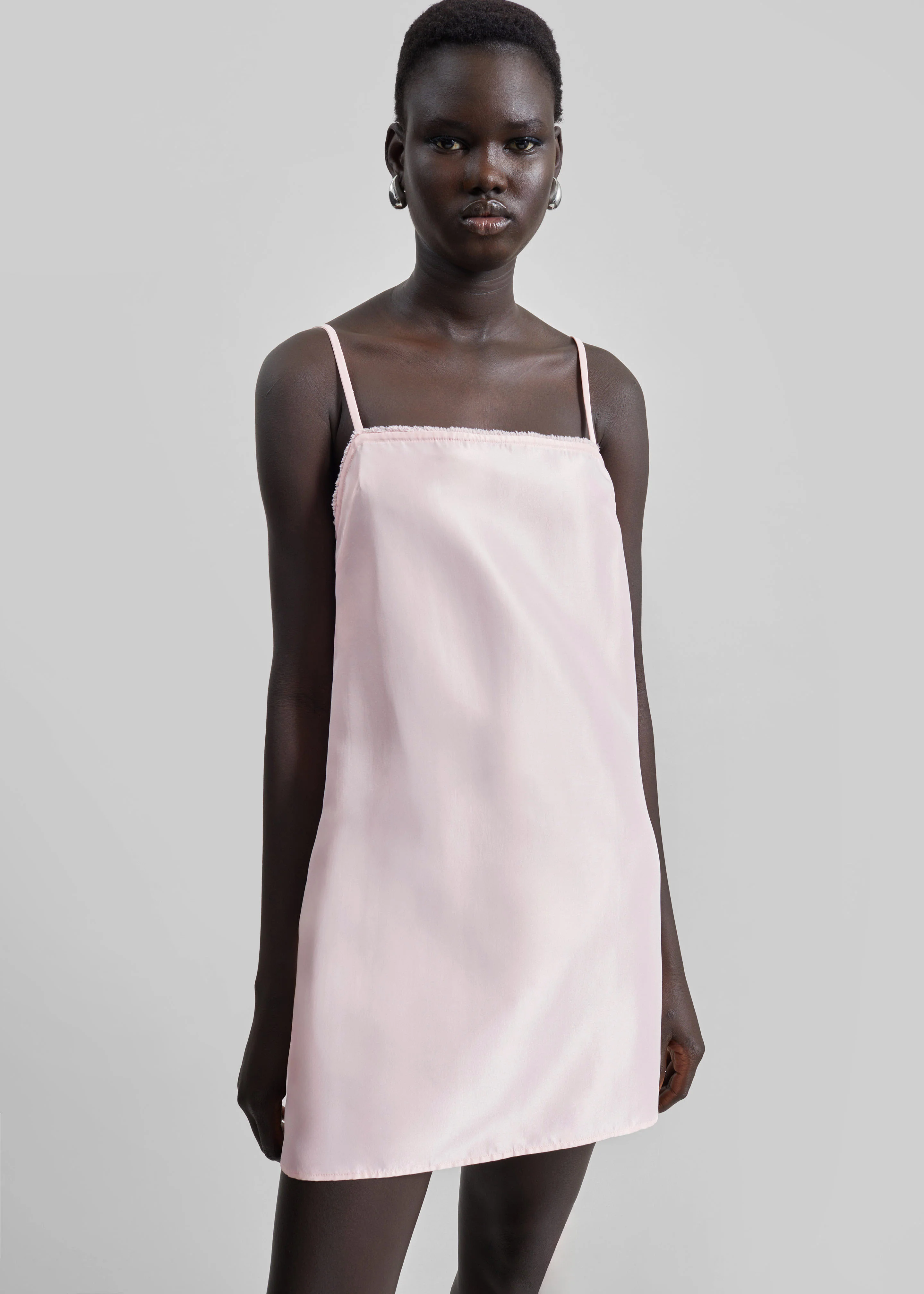 Matin Satin Mini Dress - Palest Pink - Image 7