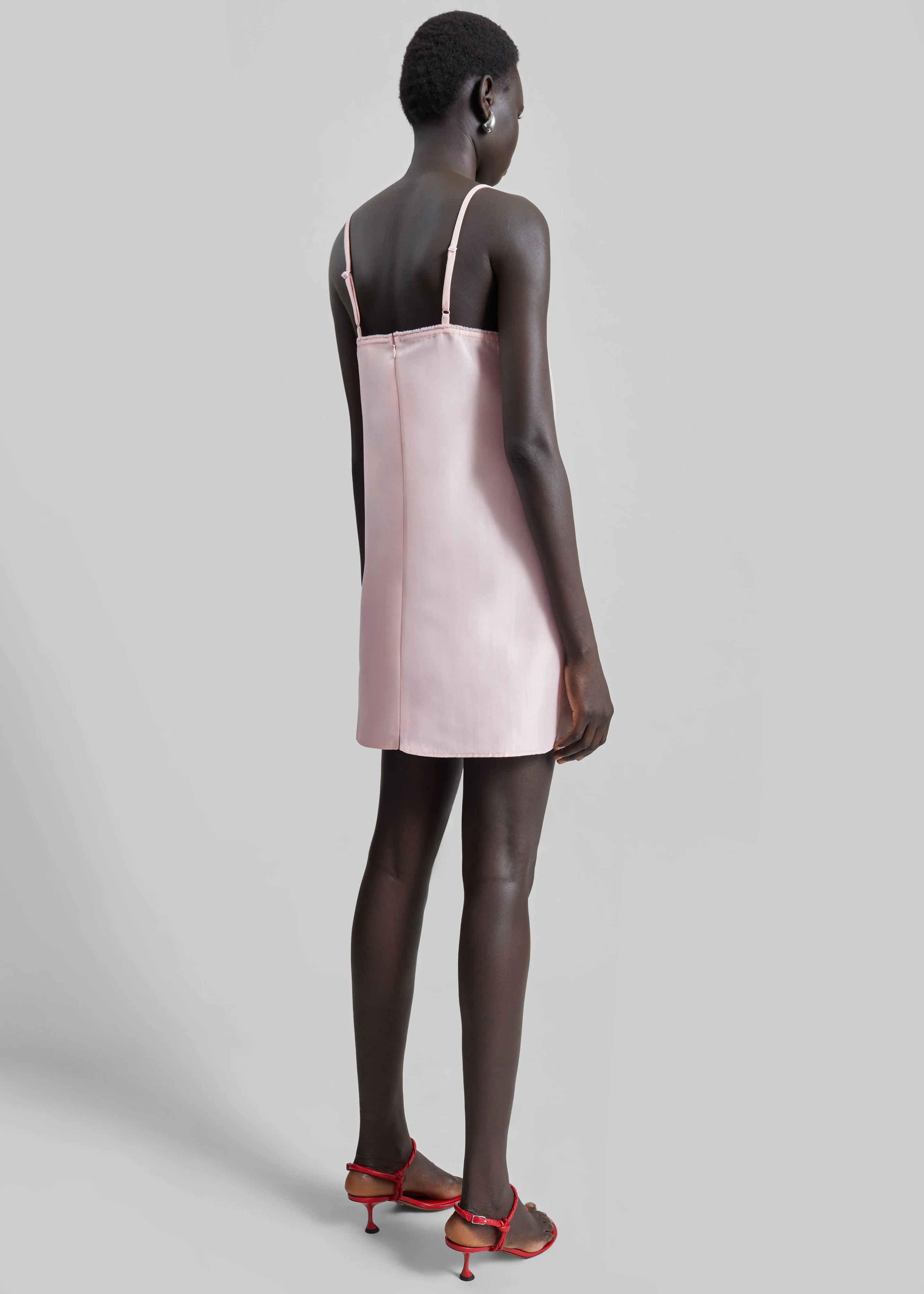 Matin Satin Mini Dress - Palest Pink - Image 8