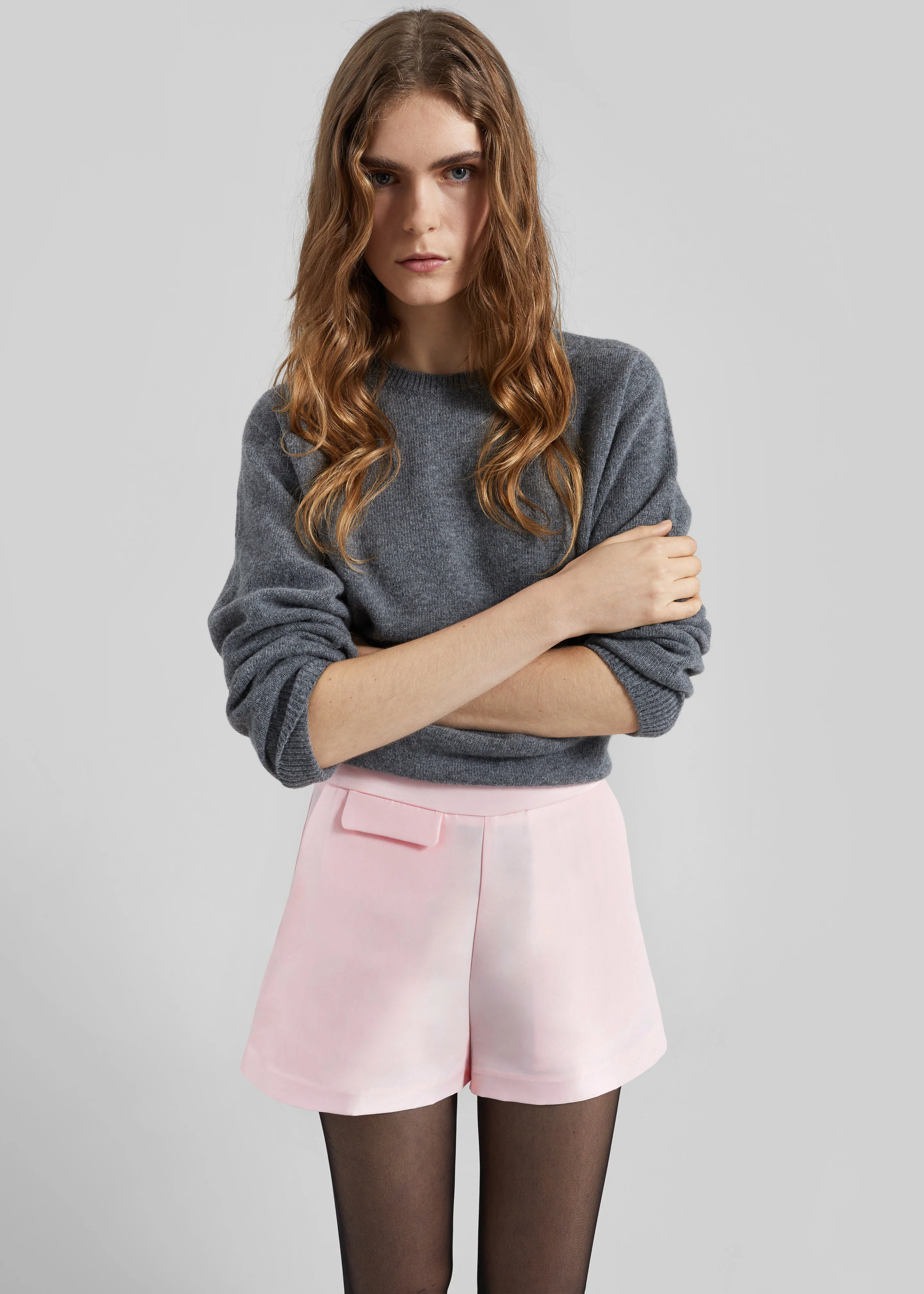 Matin Silk Satin Short Shorts - Palest Pink - Image 3