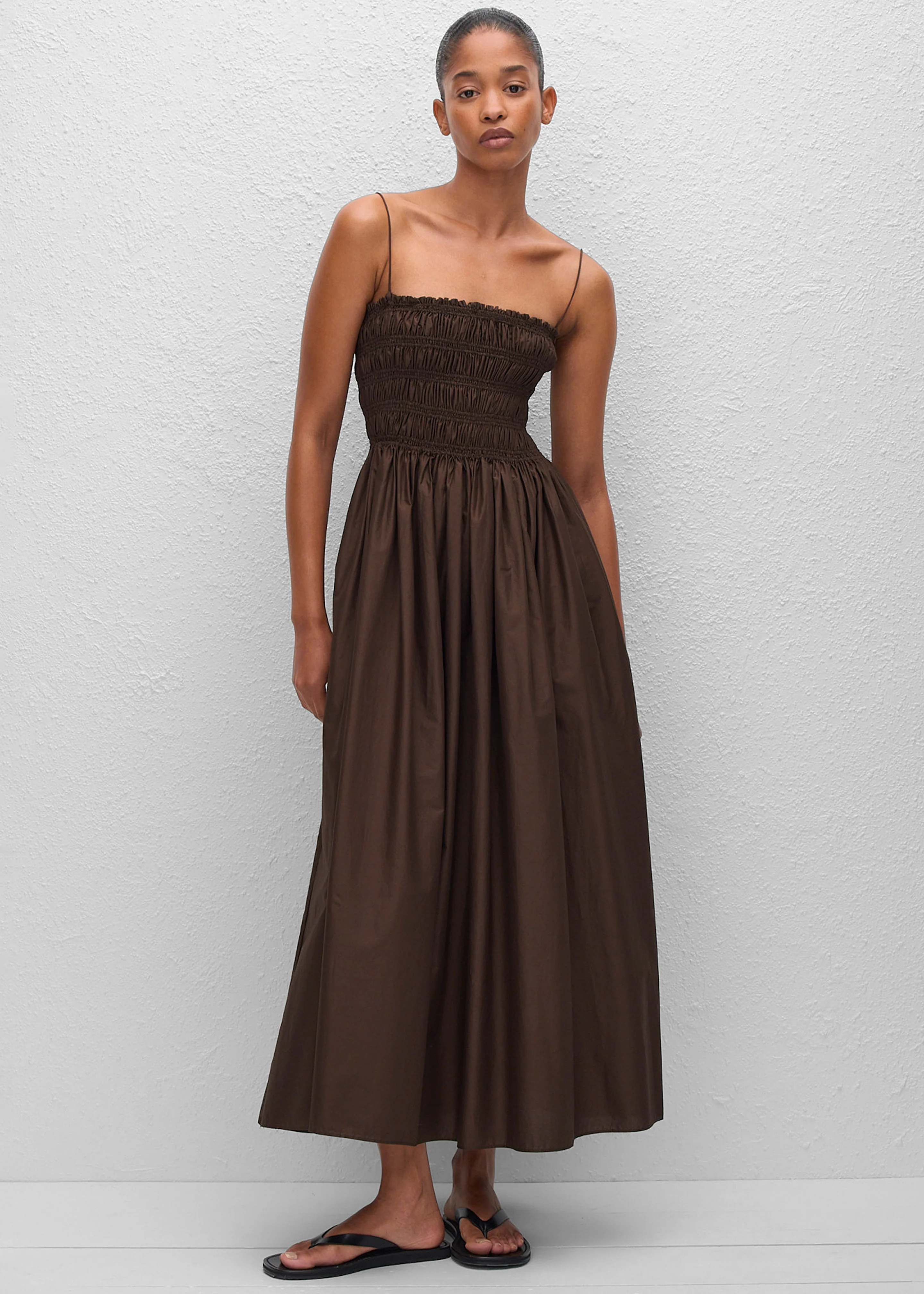 Matteau Shirred Bodice Dress - Chocolate
