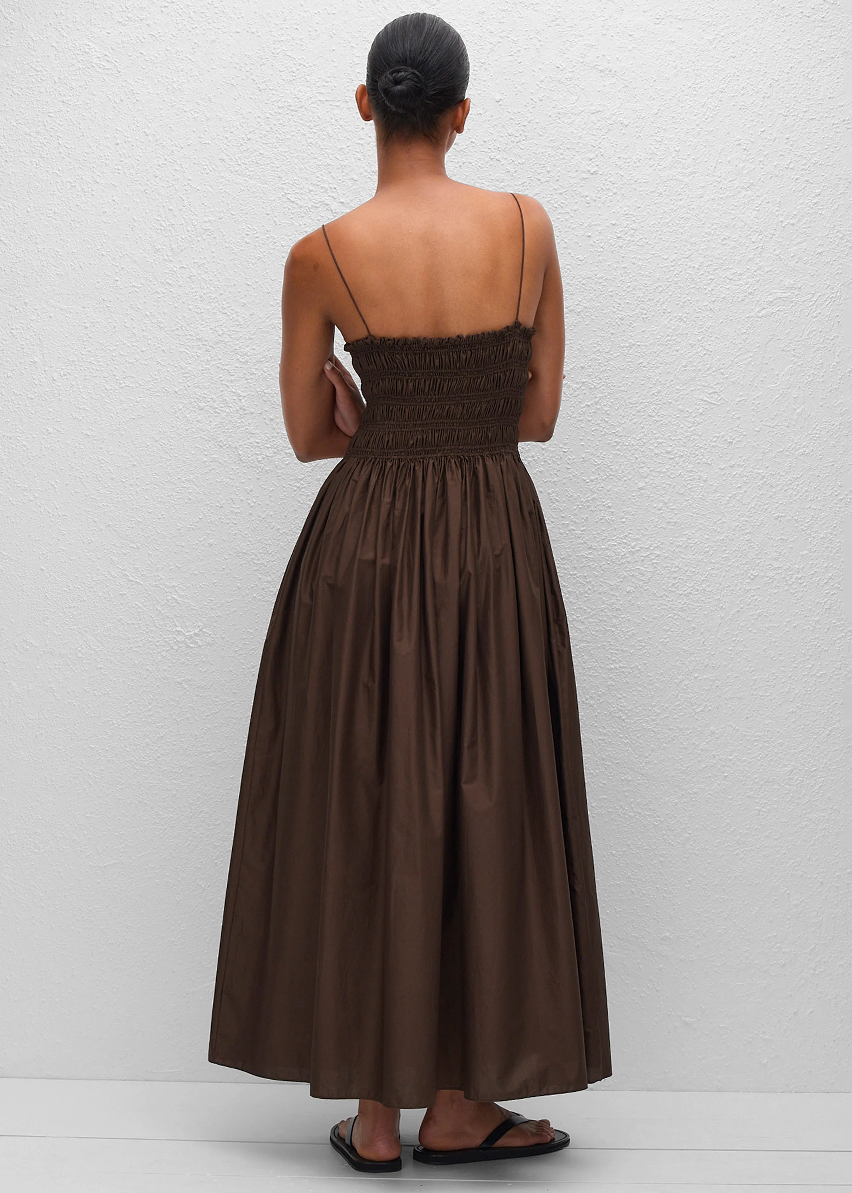 Matteau Shirred Bodice Dress - Chocolate - Image 5