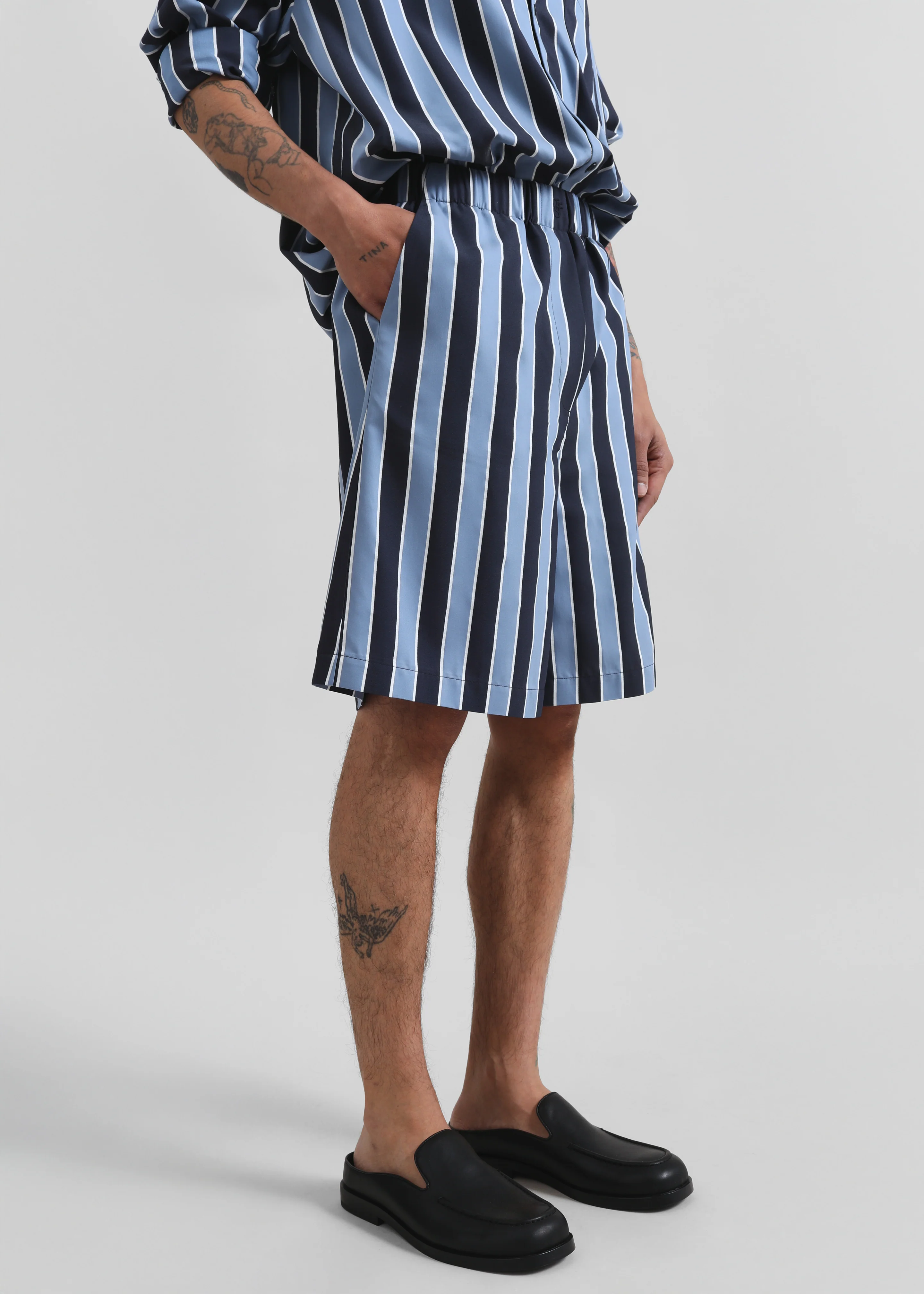 Matthias Striped Bermuda Shorts - Navy Stripe - Image 2