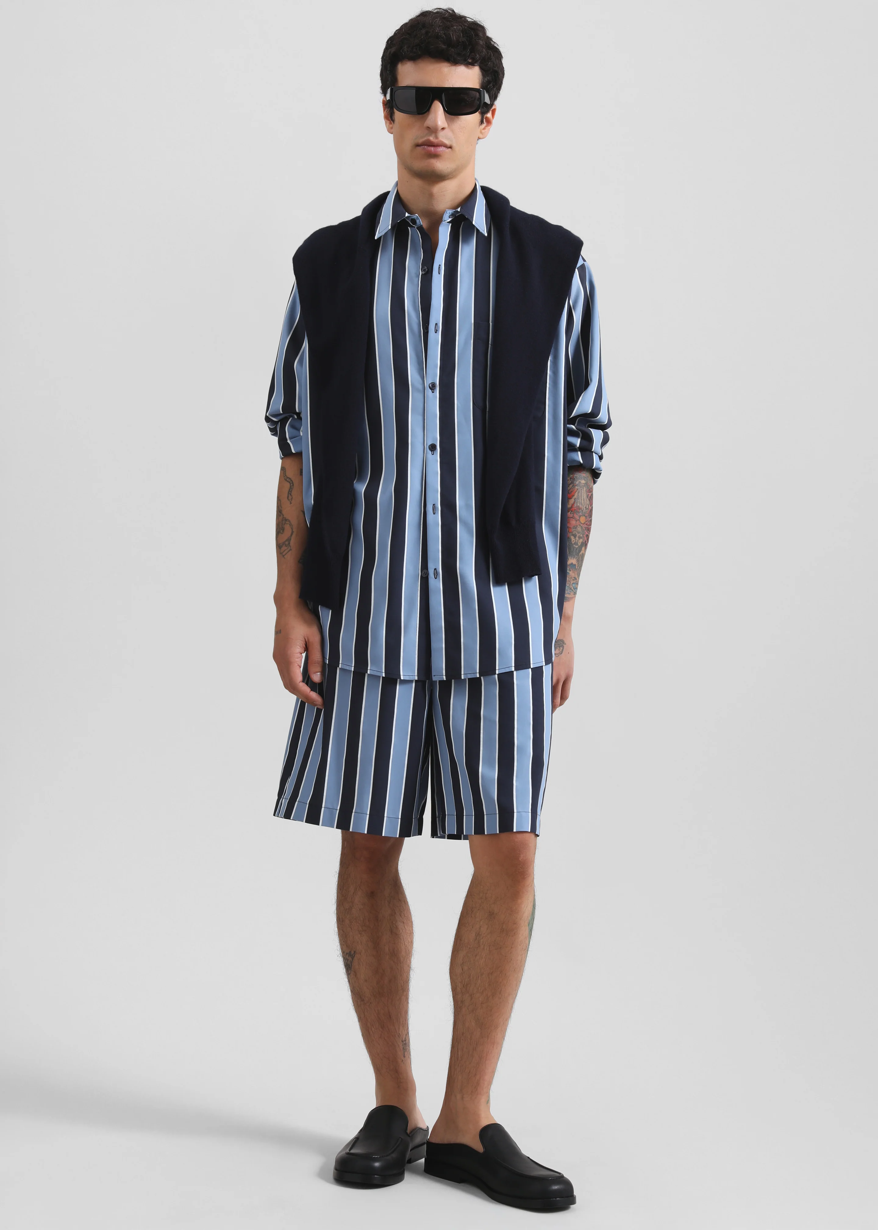 Matthias Striped Bermuda Shorts - Navy Stripe - Image 3