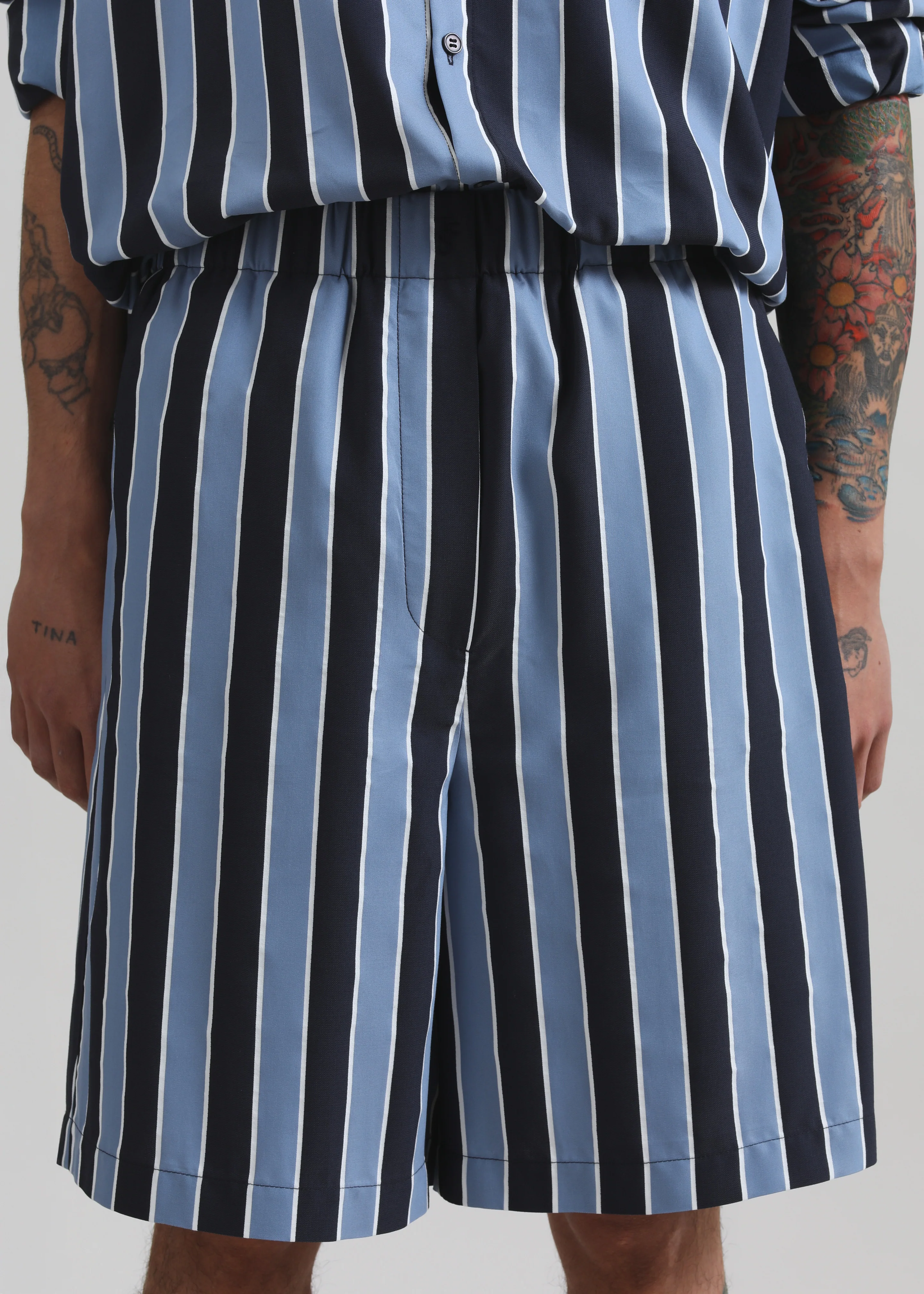 Matthias Striped Bermuda Shorts - Navy Stripe - Image 4
